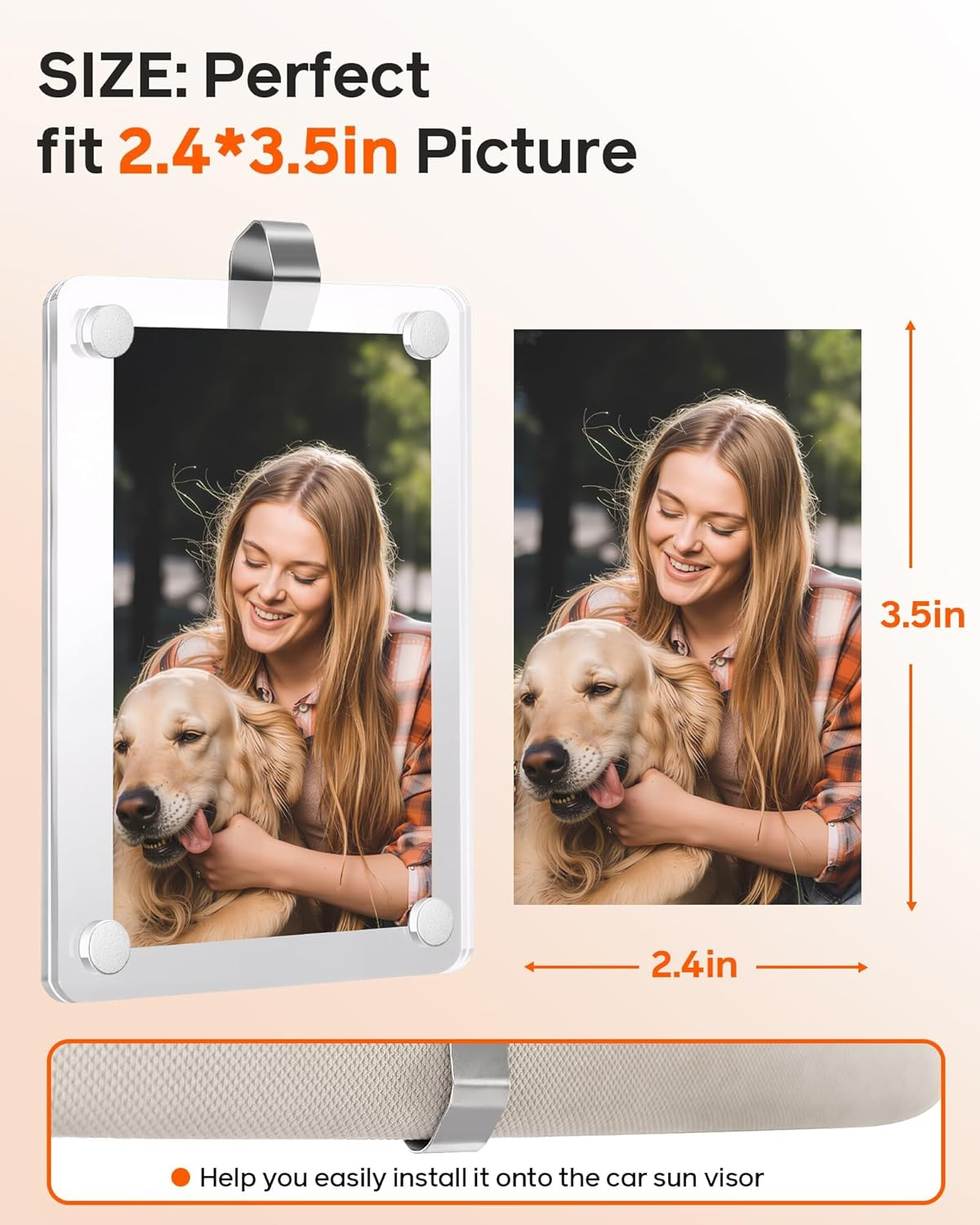 2Pcs Car Picture Holder for Visor Magnetic Picture Frame for 3 Inch Photos, Car Sun Visor Photo Holder with Strong Acrylic Magnet, Personalized Car Interior Accessories with Clips for Easy Display image number 5