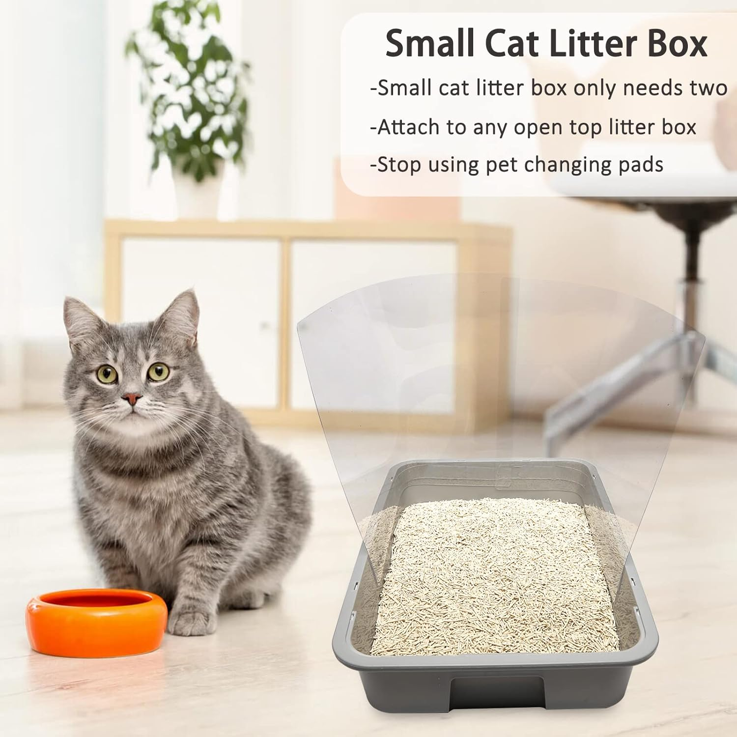 YOILES 3Pcs Cat Litter Box Pee Shields,Transparent Easy Clean Litter Box Splash Guard for Open Top Litter Pan 14.5&times;11.5In- Litter Box Not Included