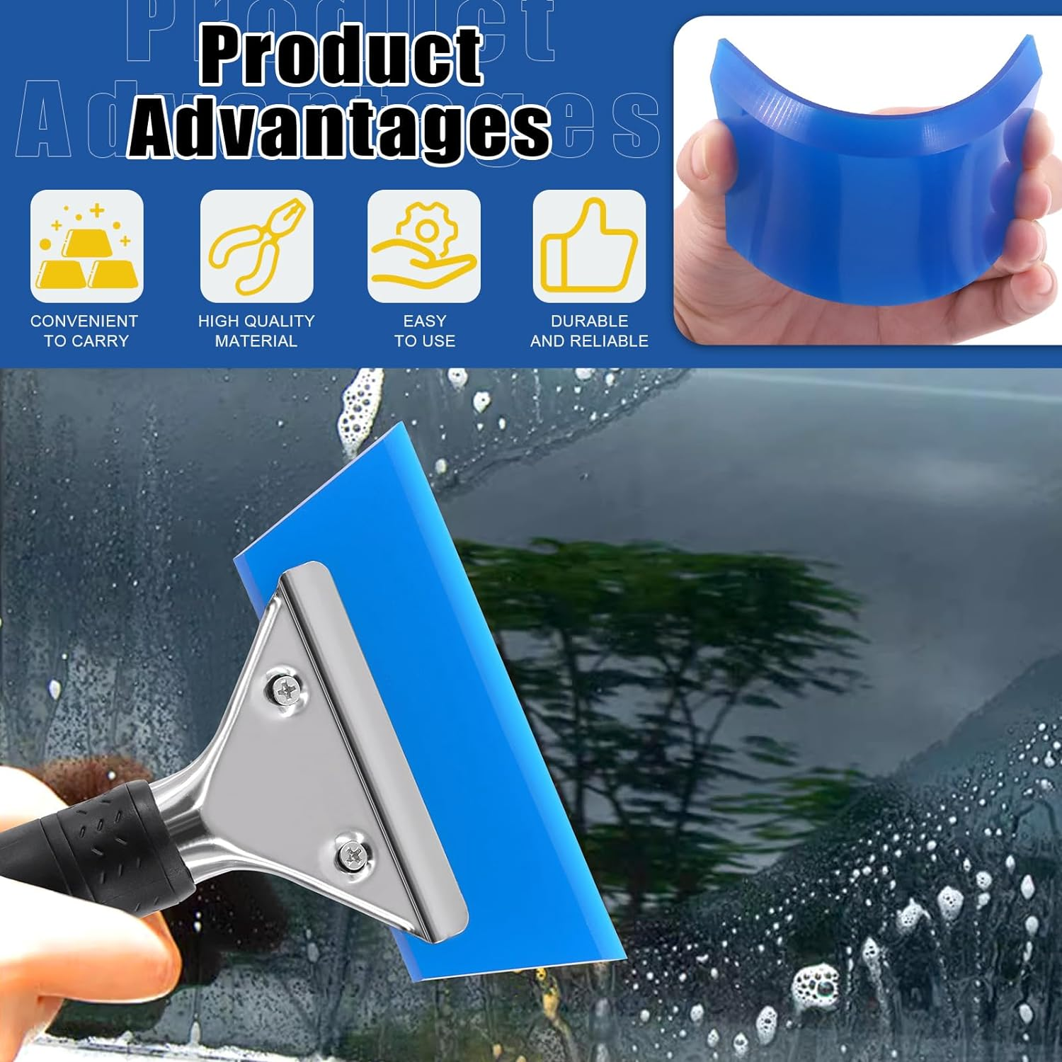 Glarks 14Pcs Car Window Tint Application Tools Kit with Various Shape Squeegees, Razor Blade Scraper, Craft Knife with Blades and Spray Bottle, Vinyl Wrap Tool Kit for Window Film Wallpaper Trimming image number 4