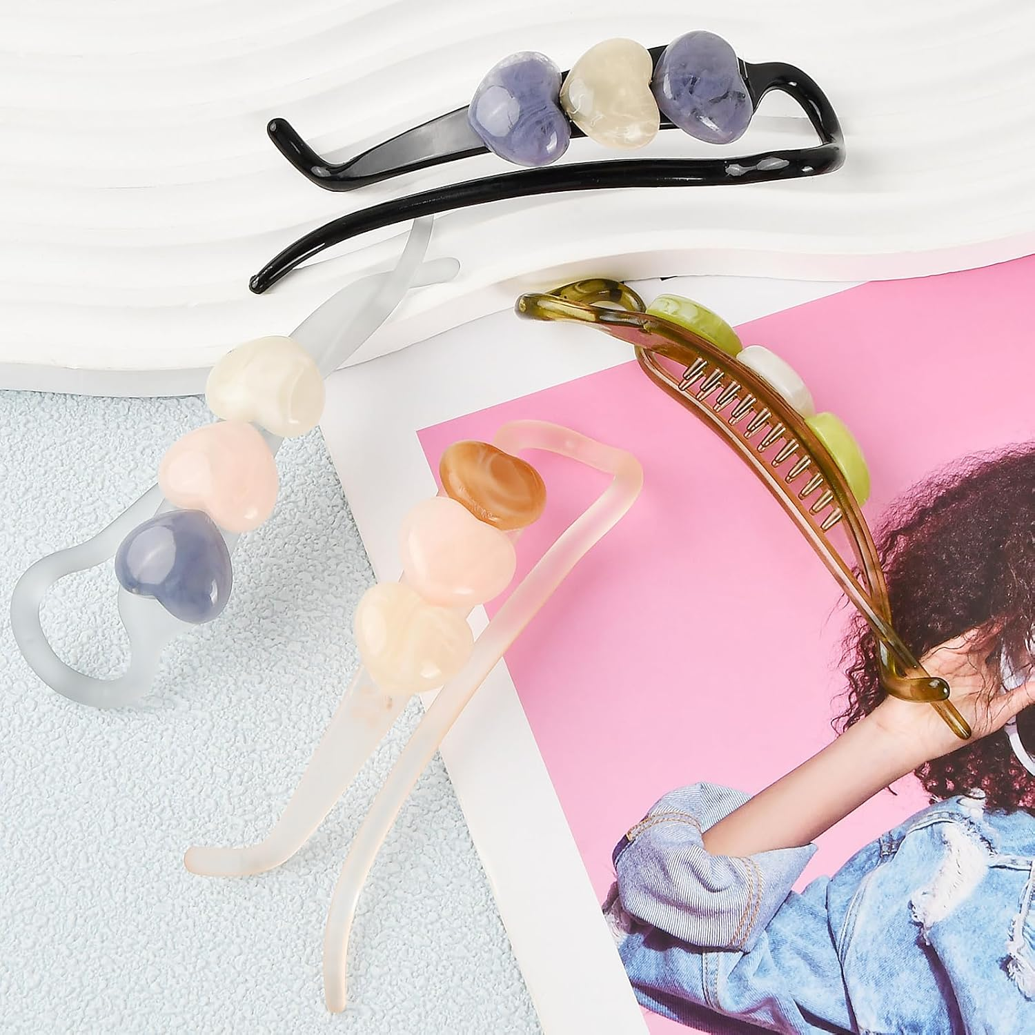 Set of 4 Hair Clips, Banana Clip, Twist Clip, Non-Slip and Hair Friendly for Updos, Half Updos and Low Ponytails image number 5