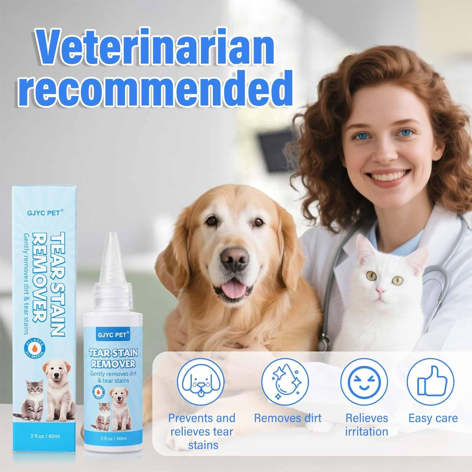 Tear Stain Remover Solution for Dogs & Cats, 60Ml with 20 Cotton Pads &ndash; Gentle Eye Area Cleaner for Tear Stains, Safe & Effective Daily Care image number 6