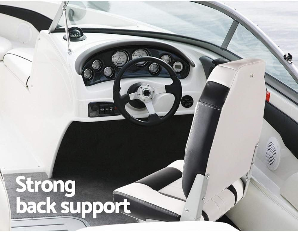 Seamanship Boat Seats, Set of 2 Folding Seat Swivel Chair Floor Chairs Marine Seating Fishing Outdoor Accessories, XL Backrest All Weather Conditions Stainless Steel Grey image number 1