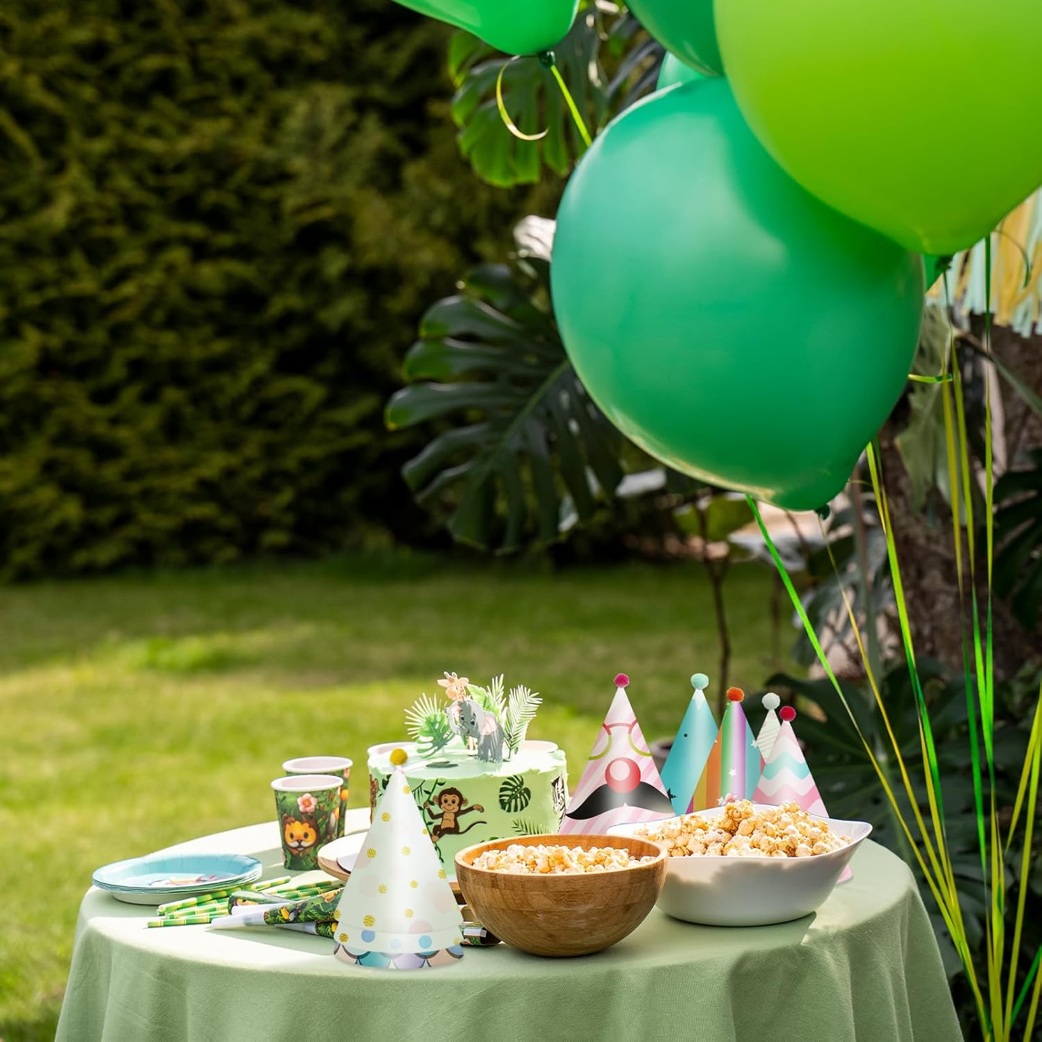 NILLOS Party Cone Hats, 8 PCS Lovely Birthday Hats with Pom Poms for Pet, Family Party Deco Props (8 Styles) image number 2