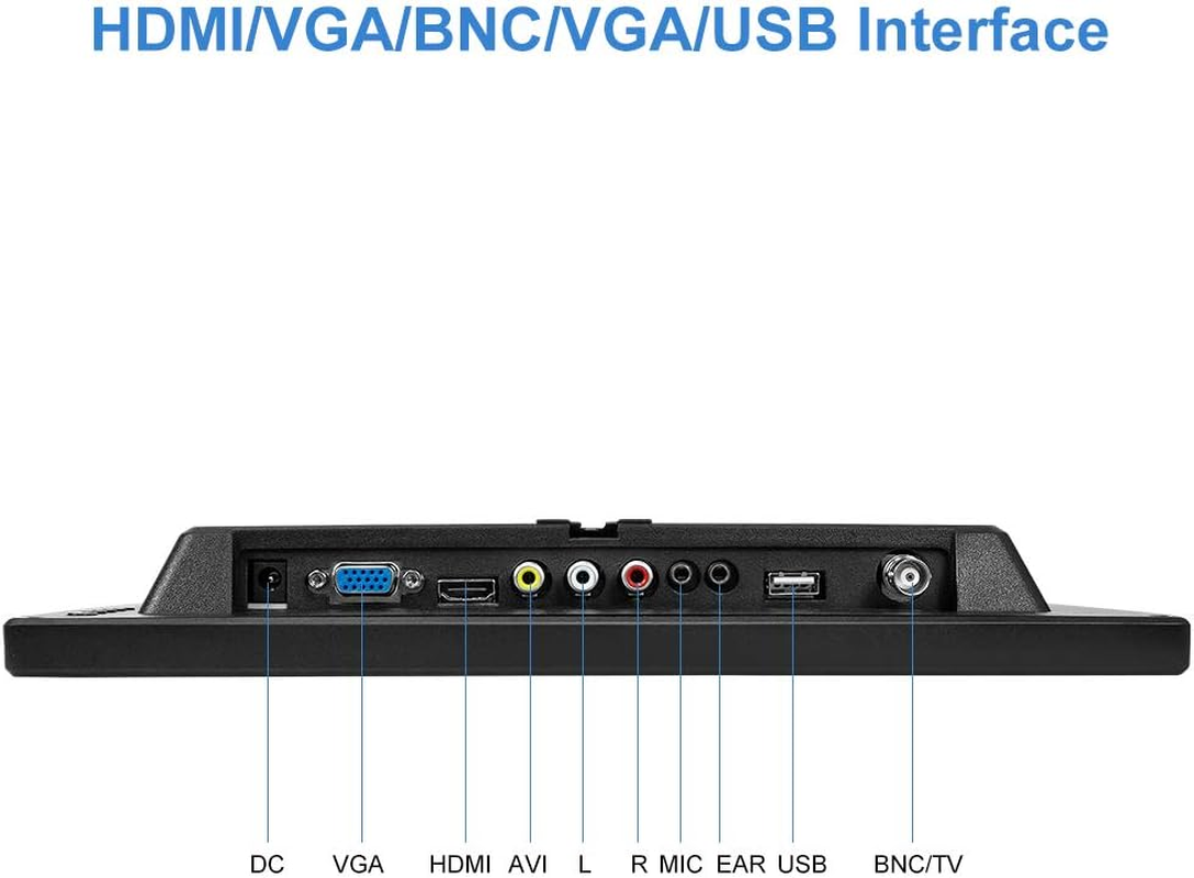 11.6 Inch CCTV HDMI Monitor 1366X768 Display Portable CCTV Monitor Small TFT LCD CCTV Color Screen Built-In Speaker with HDMI-VGA-AV-BNC Function for Car/Dslr/Pc/Dvd/Car Rearview Mirror Camera image number 5