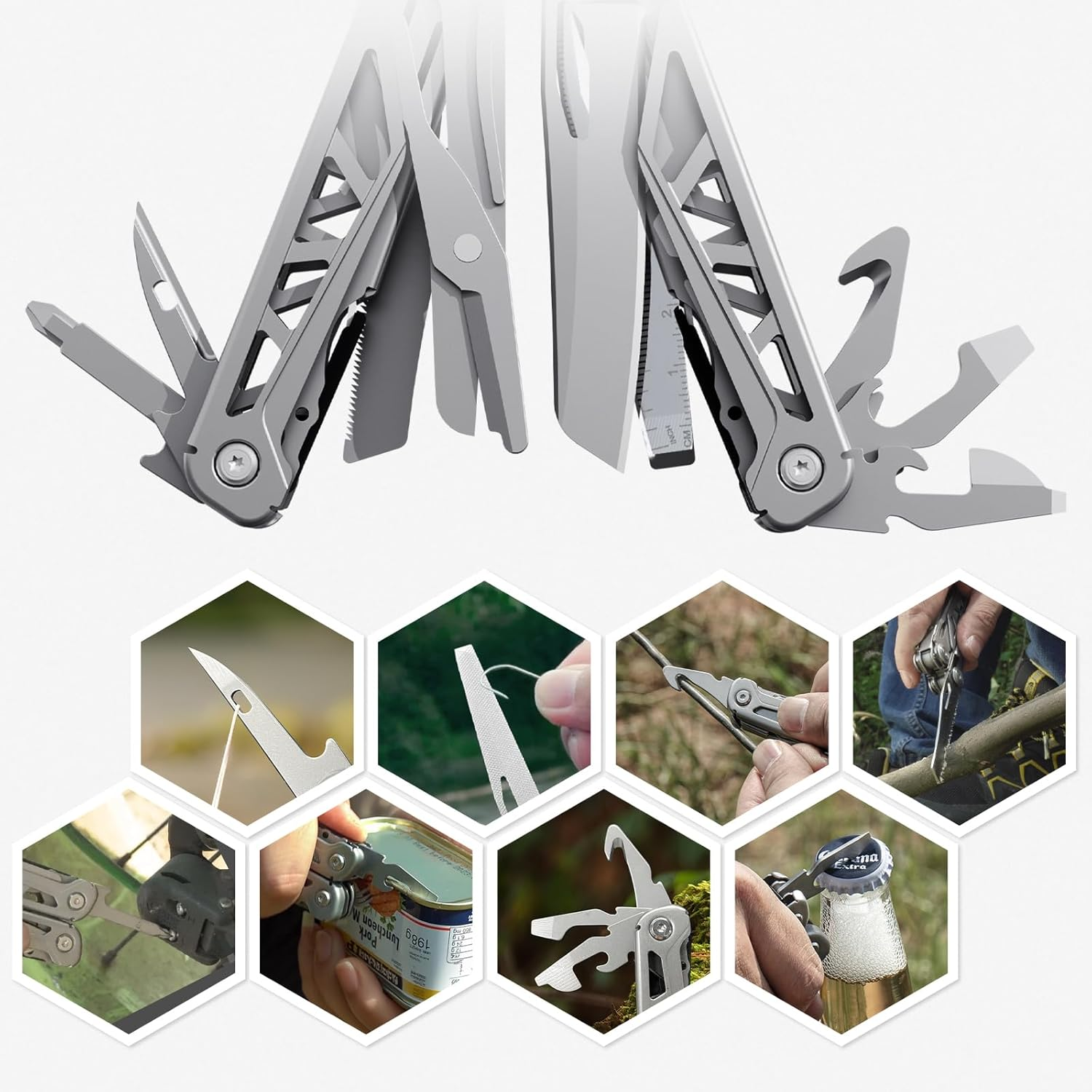 Multitool, 17-In-1 Multitools Pliers with Nylon Sheath, Professional Multi-Tool for Survival, Camping and Hunting by PERWIN image number 5