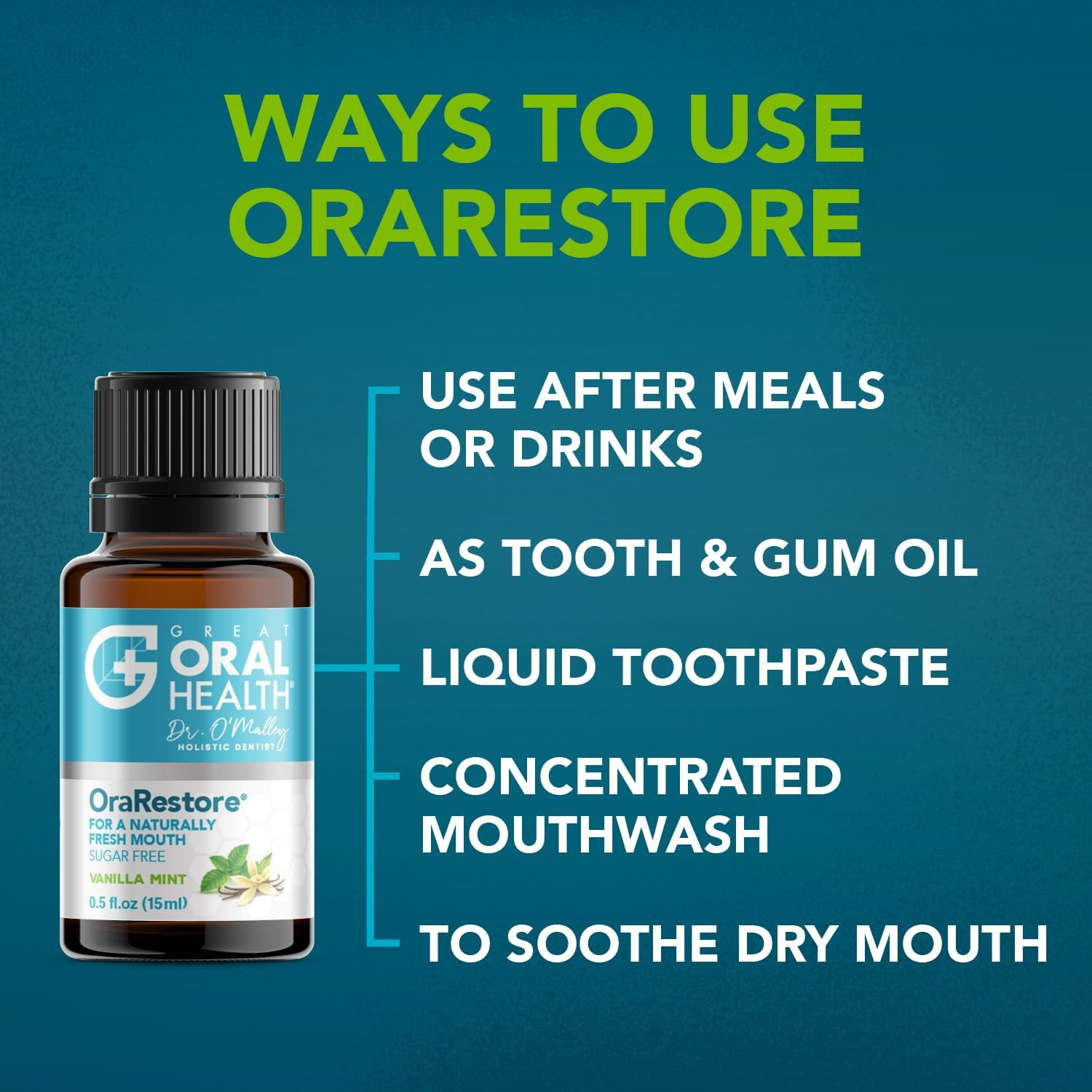 Orarestore Bad Breath Treatment for Adults Halitosis: Dentist Formulated Oral Rinse Concentrate Tooth Oil Liquid Toothpaste, Fresh Breath Mouthwash for Dry Mouth, Oral Care, Healthy Gums & Teeth 15Ml image number 5