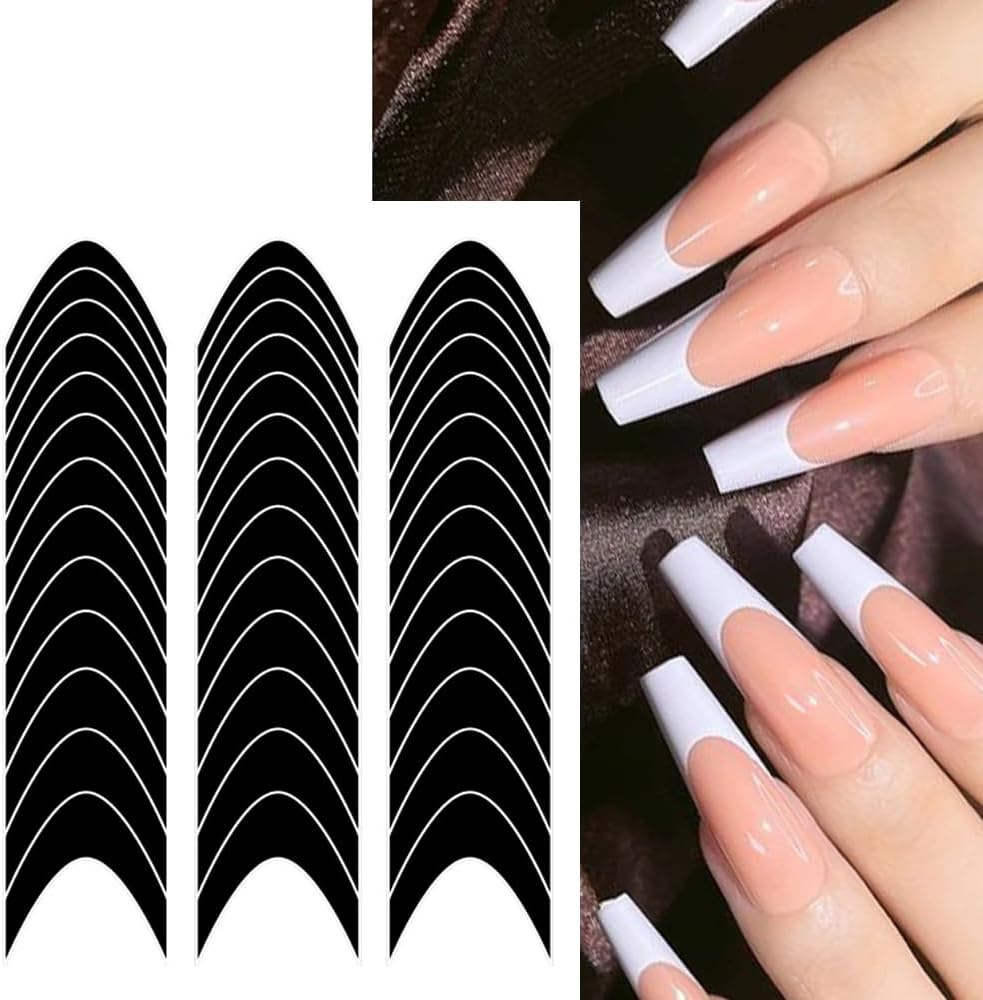 Nail Art Stickers French Minimalist Crescent Smile V-Shaped Black Nail Styling Stickers Pack of 12 image number 5