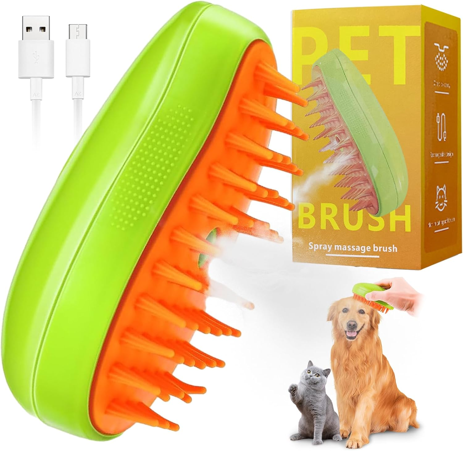 3 In1 Cat Steamy Brush Steamy Cat Brush Self Cleaning Steam Cat Brush Cat Grooming Brush Spray Steam Hair Brush for Long and Short Hair Cat Massages Treatments Eliminate Flying Hair Toys for Kids Gift image number 6