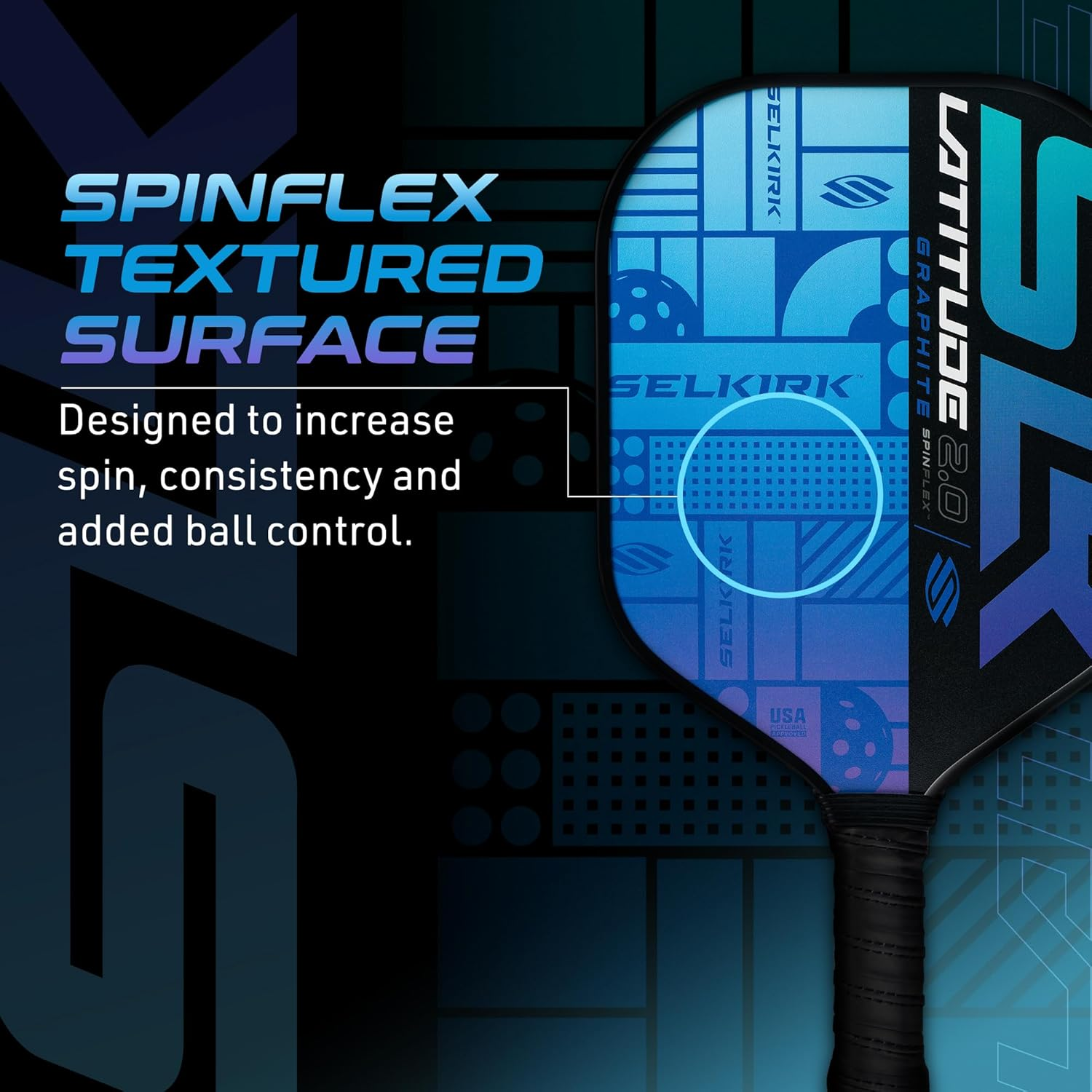 SLK Latitude 2.0 Pickleball Paddle | G4 Graphite Pickleball Paddle Face | Rev-Core+ Technology with Spinflex Surface | Redesigned for Performance and Control image number 3