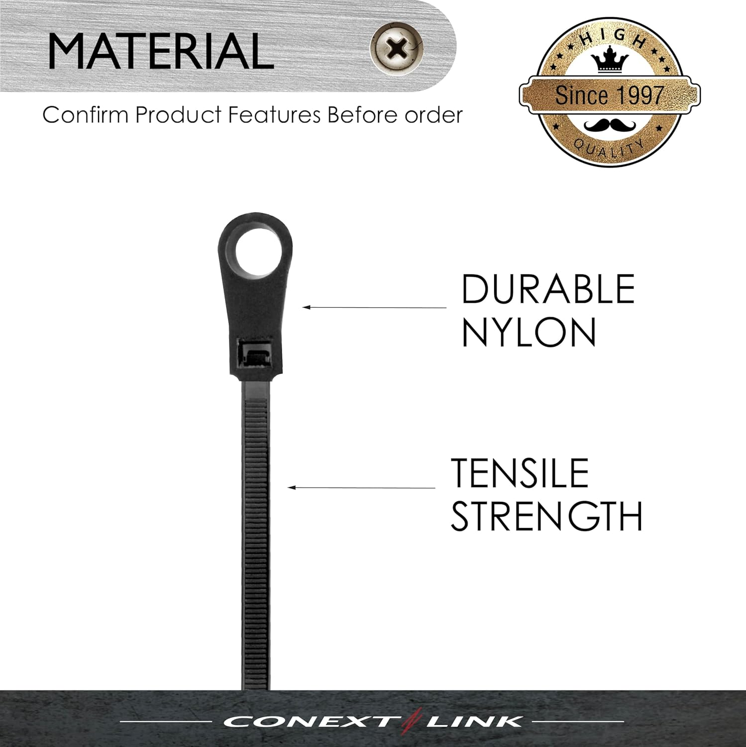 100 Nylon Cable Wire Zip Ties Mounting Hole Nail Screw 40 LBS 6" Inch Black image number 5