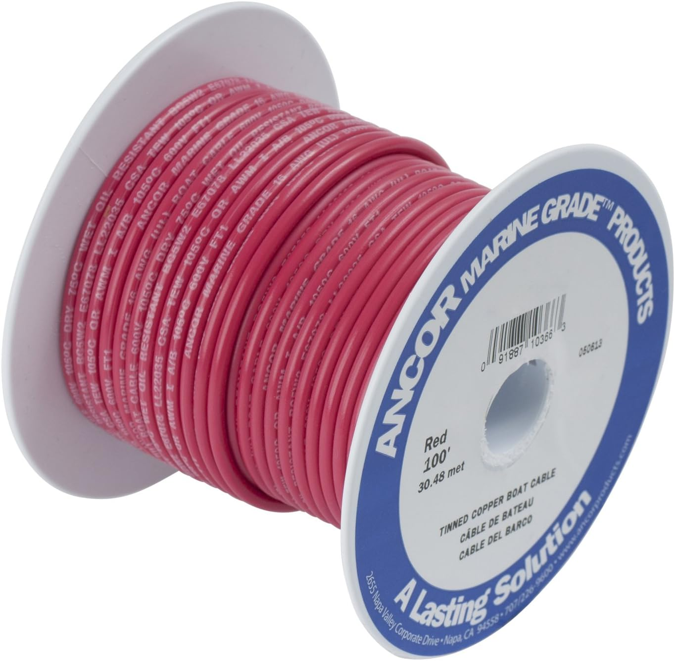Ancor Marine Grade Primary Wire and Battery Cable - 100 Feet, 10 Awg, Red