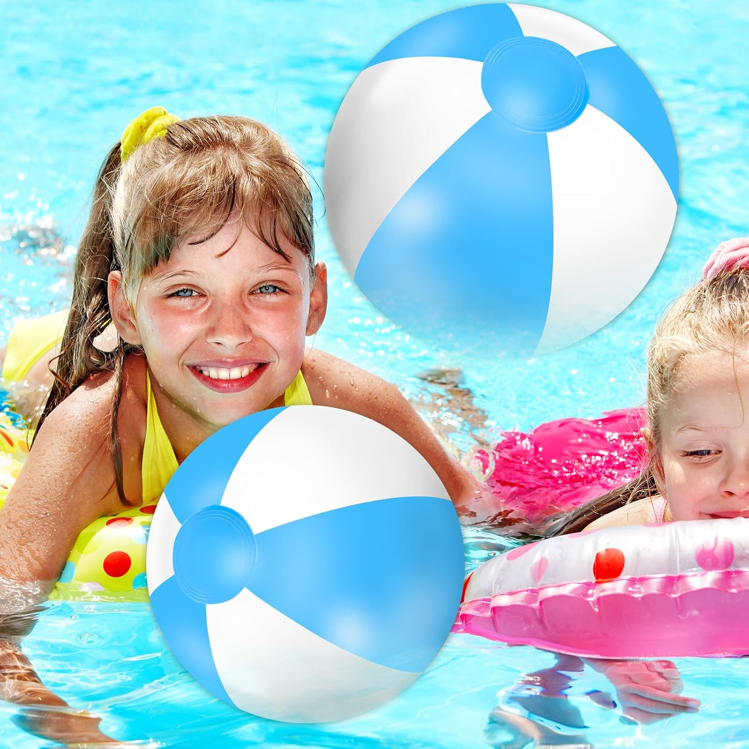 Whaline 5Pcs Inflatable Beach Ball 24 & 16 Inch round Pool PVC Balls Cute Game Toys image number 5