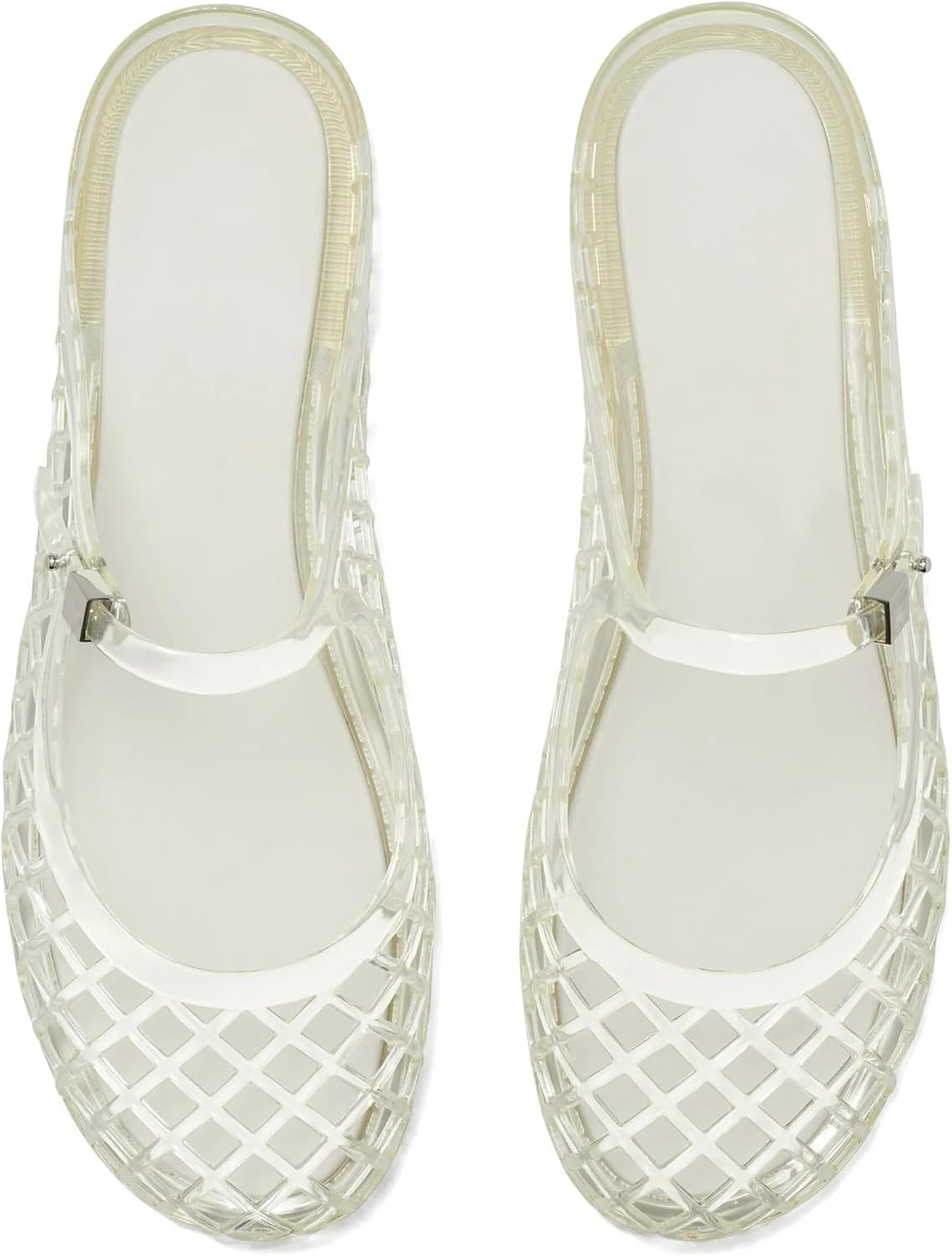 MAVMAX Clear Jelly Slide Sandals for Women Mary Jane Mules Breathable Closed Toe Flat Summer Slip on Mesh Slides for Woman image number 4