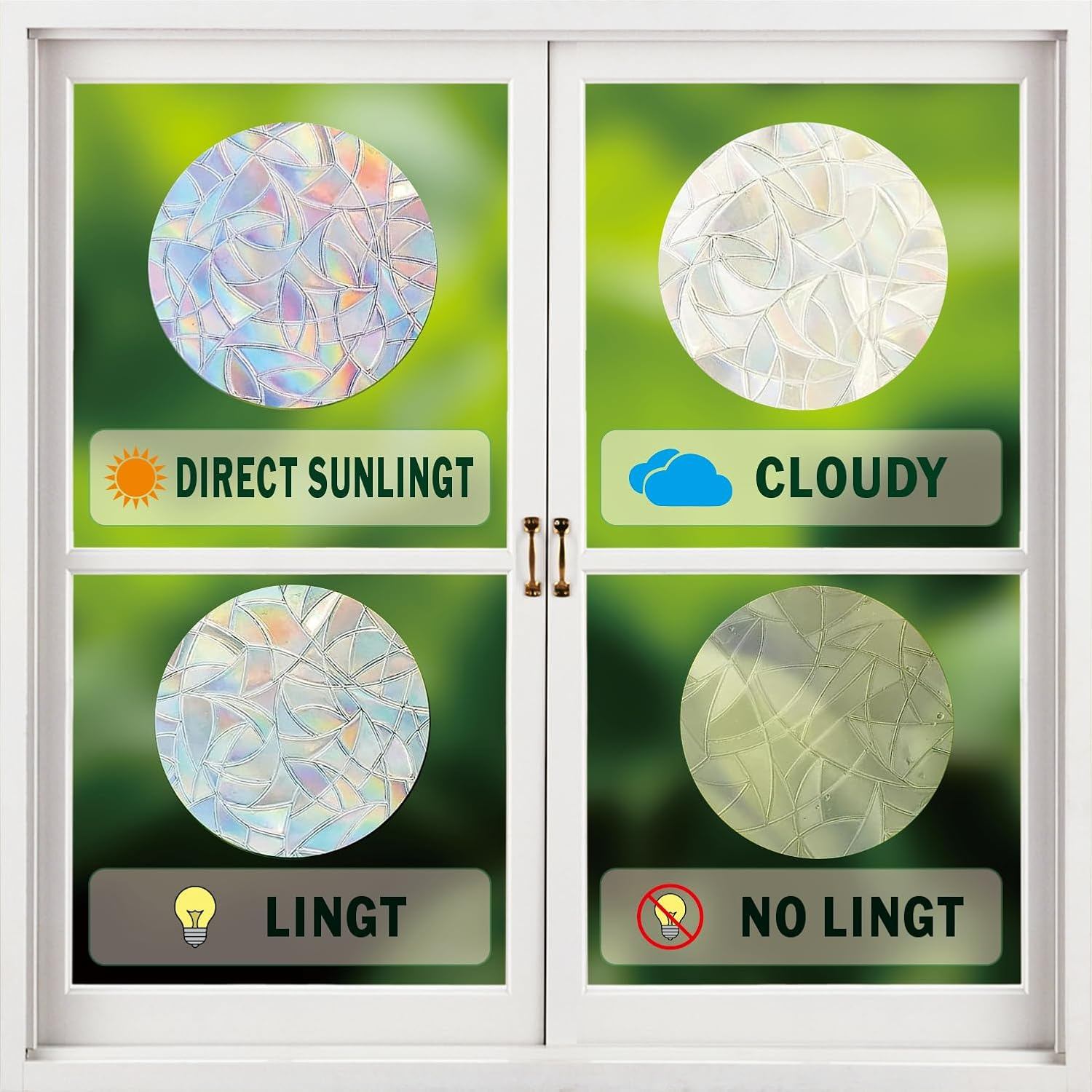 ROROP 36 Pcs Anti-Collision Window Decals, Rainbow Stickers Circle Window Clings -To save Birds from Window Collisions,Non Adhesive Prismatic Vinyl Window Clings image number 4