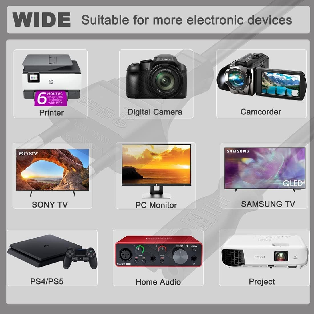 Figure 8 Power Cord 2M,Figure 8 Power Supply Cord,2 Pin Core Figure 8 IEC-C7 AC Power Cable Lead AU Plug for PC Monitor,Dvd,Printer,Samsung Philips LG Sony Tv,Ps5,Ps4,Ps3,Xbox Consoles,Camera,Hp Envy image number 1