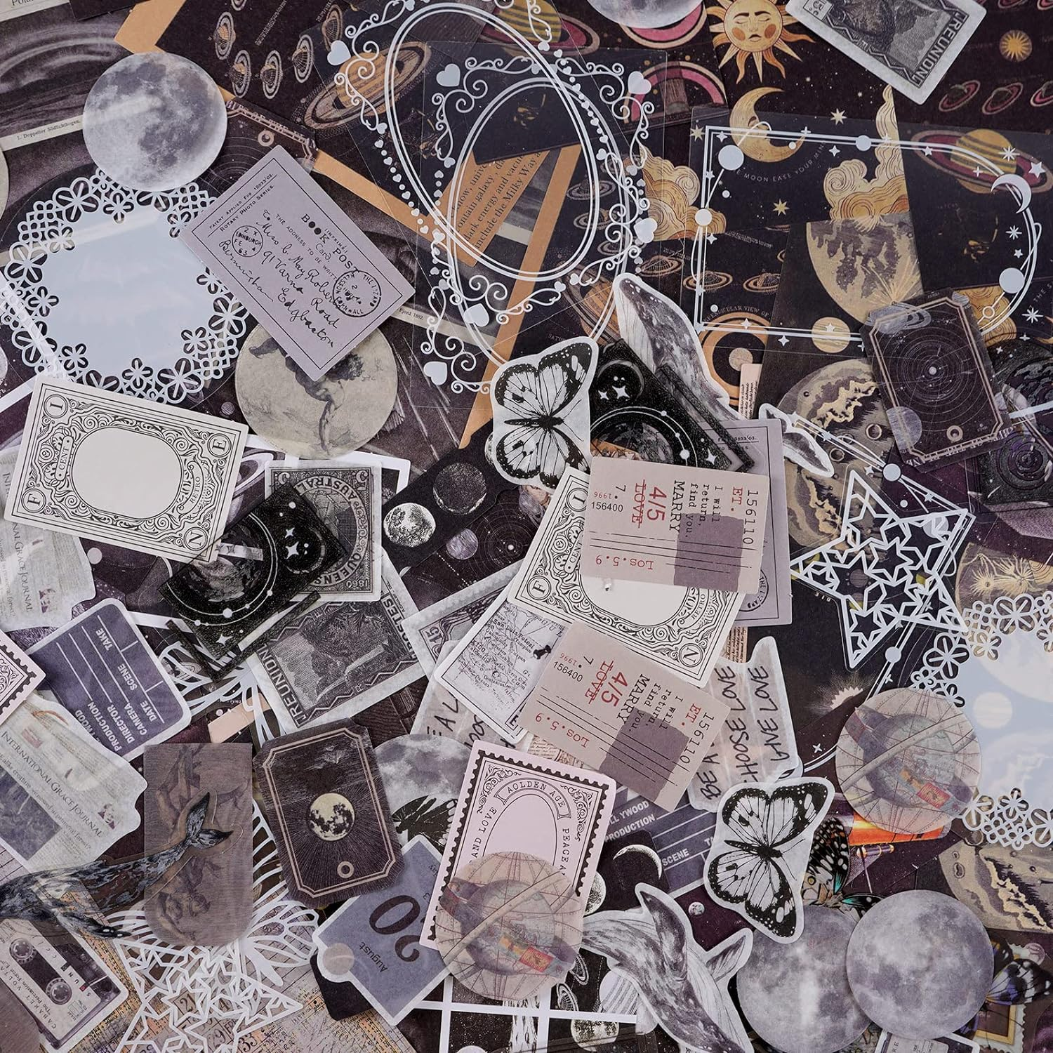 400 Pieces Scrapbooking Supplies Journaling Vintage Scrapbook Stickers DIY Retro Collection Paper Decals for Art Craft Journaling Notebook Collage Album image number 4