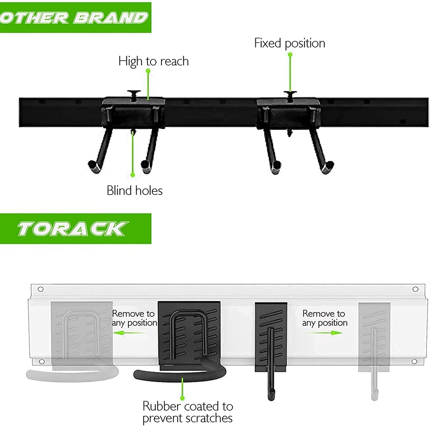 Bike Storage Rack Wall Mount Garage Bike Hanger for 4 Bicycles Adjustable Bike Hooks Fits All Mountain and Road Bike Indoor Outdoor Garage Storage image number 2