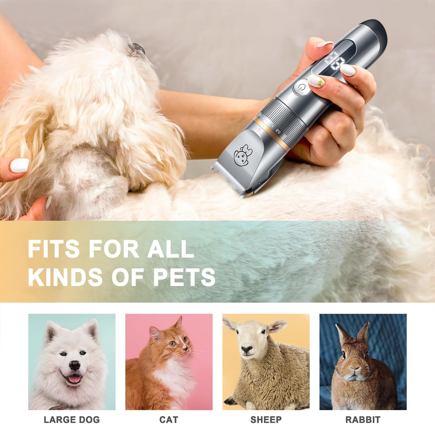 Cat Clippers,Pet Hair Trimmer Quiet Cat Clippers Grooming Kit with Comb 5 Speed Cat Shavers for Matted Long Hair image number 4