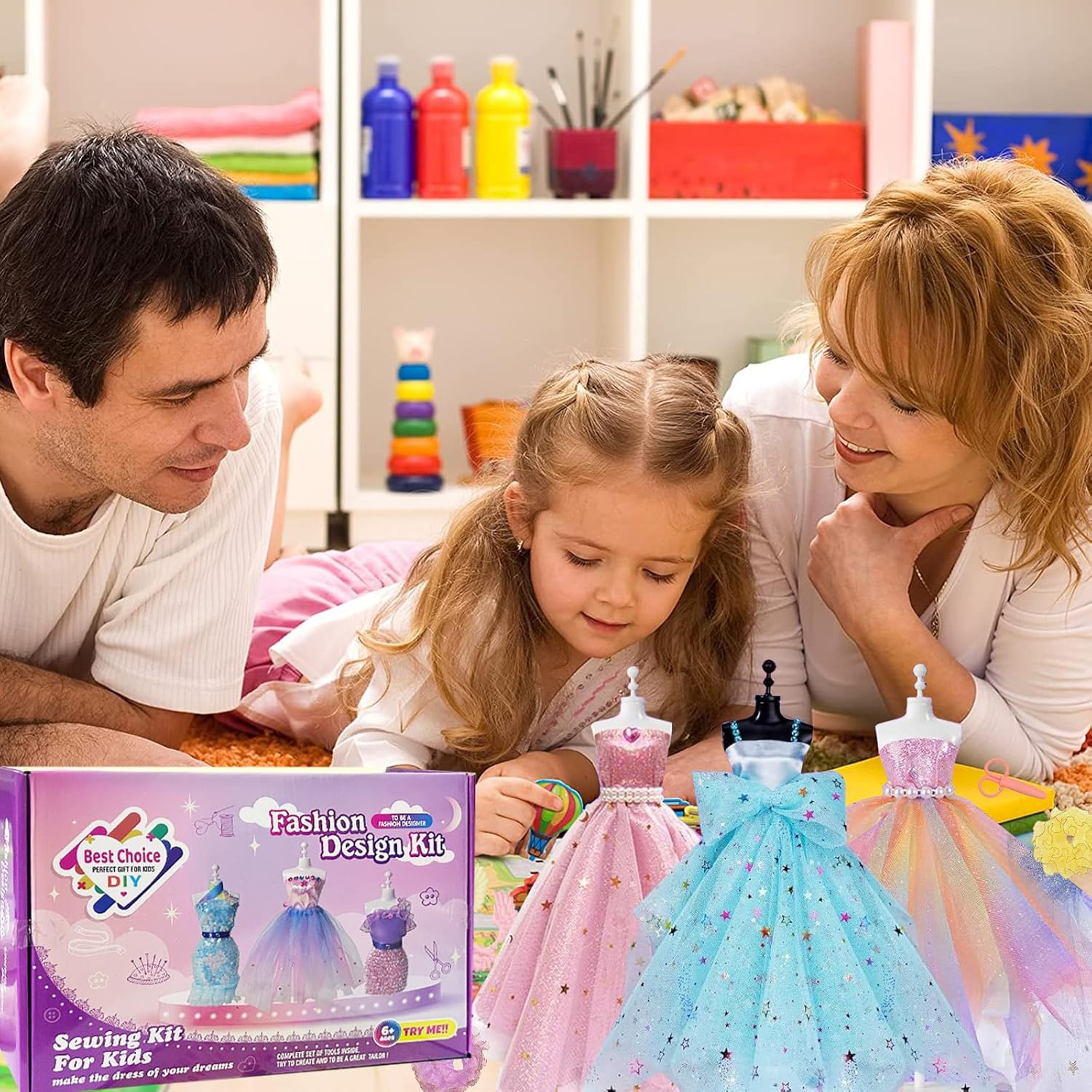 MEIYUETAOSI 600+ Pcs Fashion Design Kit for Girls, Creativity DIY Arts and Crafts Sewing Kit, Doll Clothes Sewing with Mannequins for Kids Ages 8-12+ Birthday Girls Gift image number 3