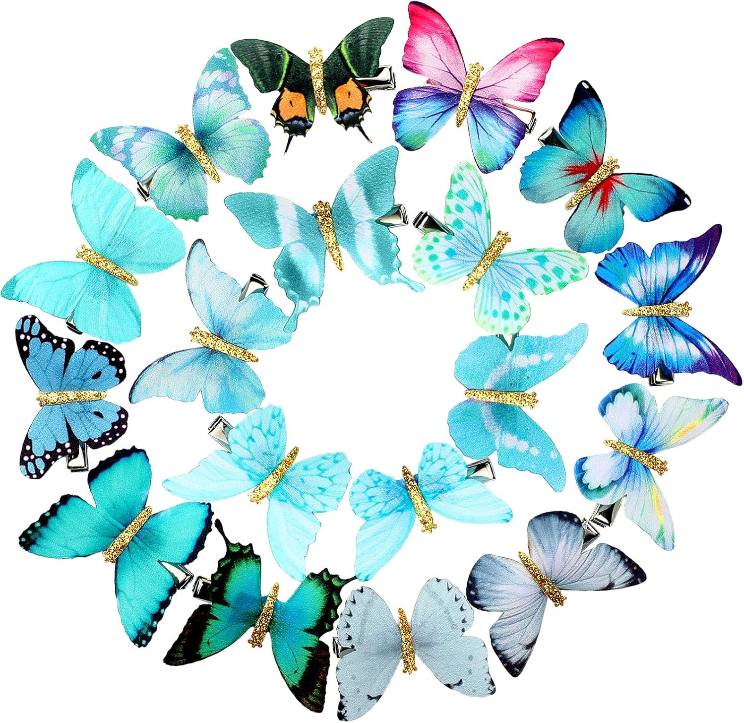 Butterfly Hair Clips Glitter Barrettes Butterfly Snap Hair Clips for Teens Women Hair Accessories 18 Pieces Color Set 2