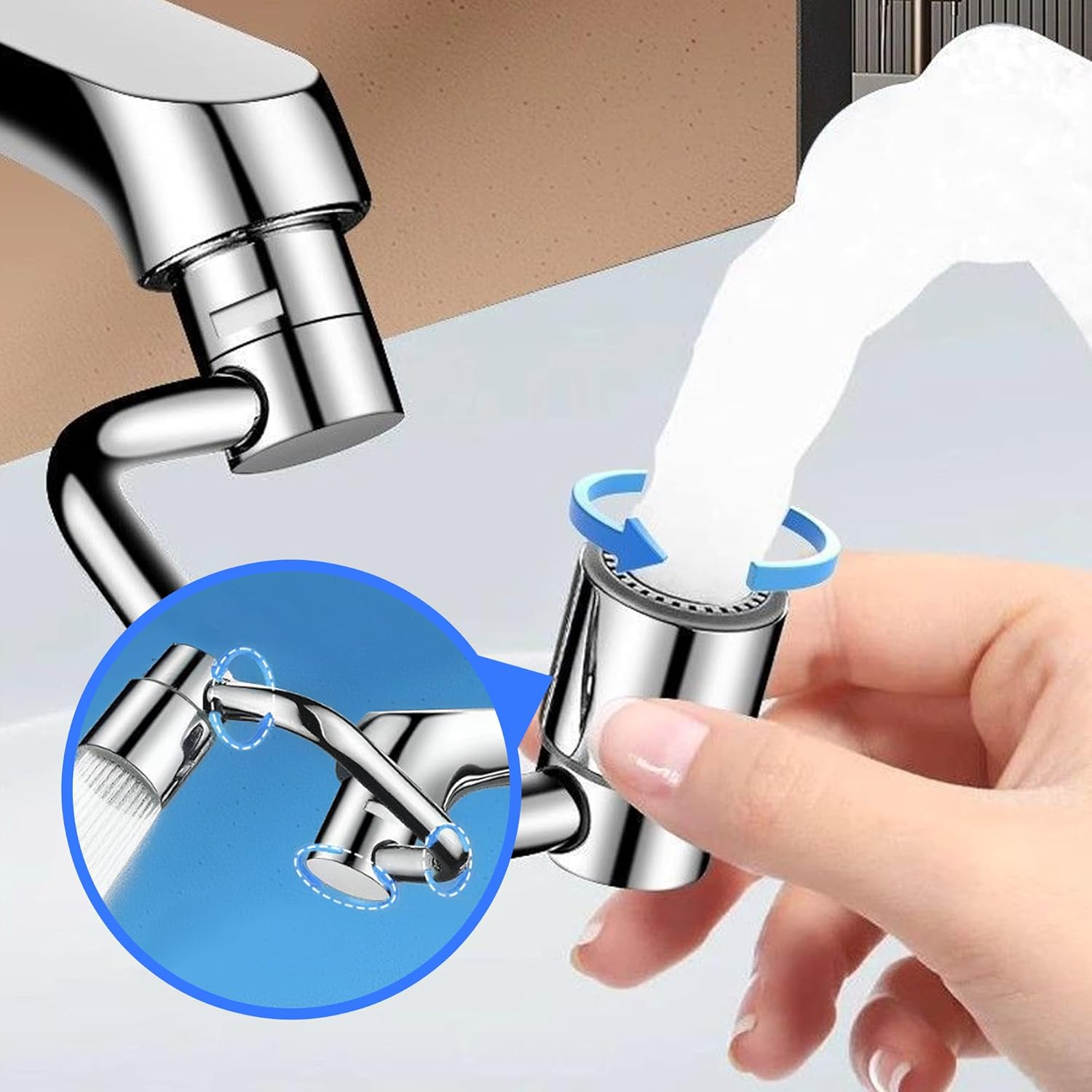 FLYTIN 1080&deg; Rotating Faucet Extender, Adjustable Multifunctional Universal Robotic Arm, Rotatable Tap Extender Spray Attachment, Durable Splash Proof, for Kitchen or Bathroom Sink image number 1