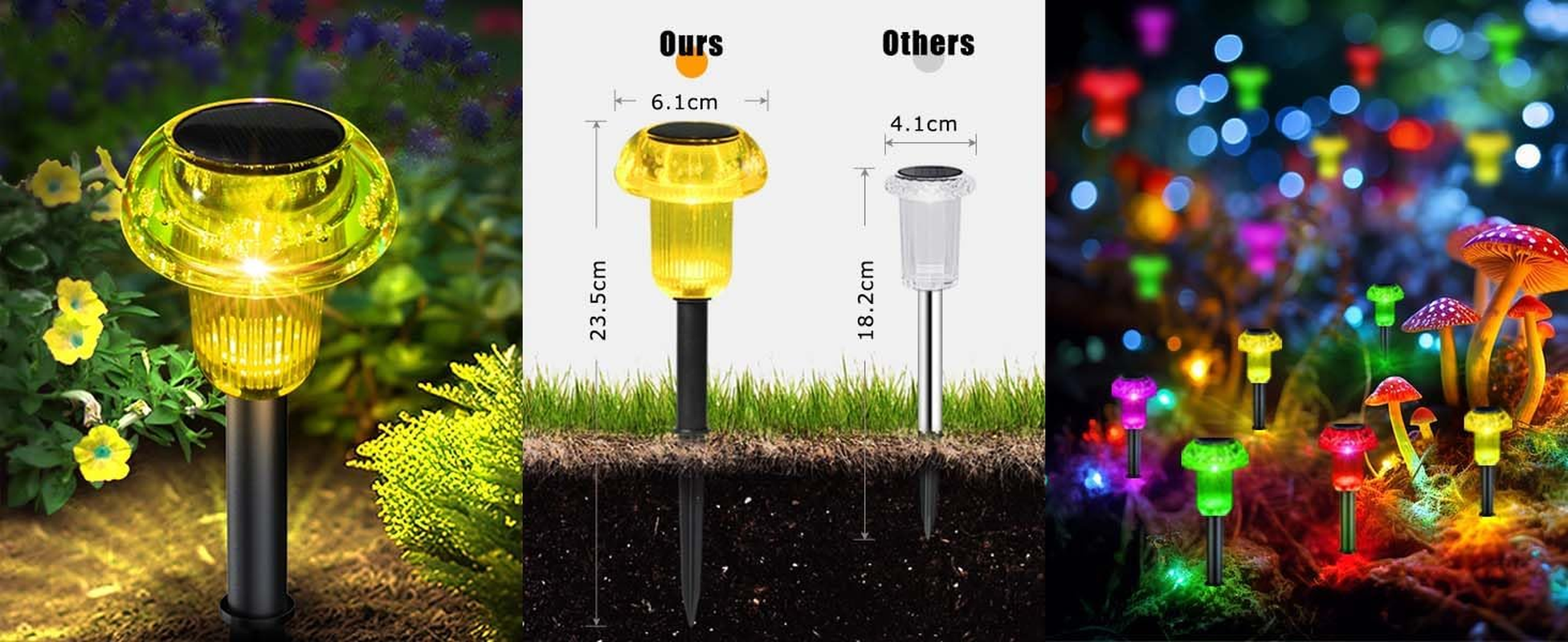 Solar Lights Outdoor Pathway Lights 4 Pack LED Waterproof Golden Mushroom Shape for Garden Driveway Walkway Landscape Path Lawn Yard Decor - 4 -Pack Multicolor image number 2
