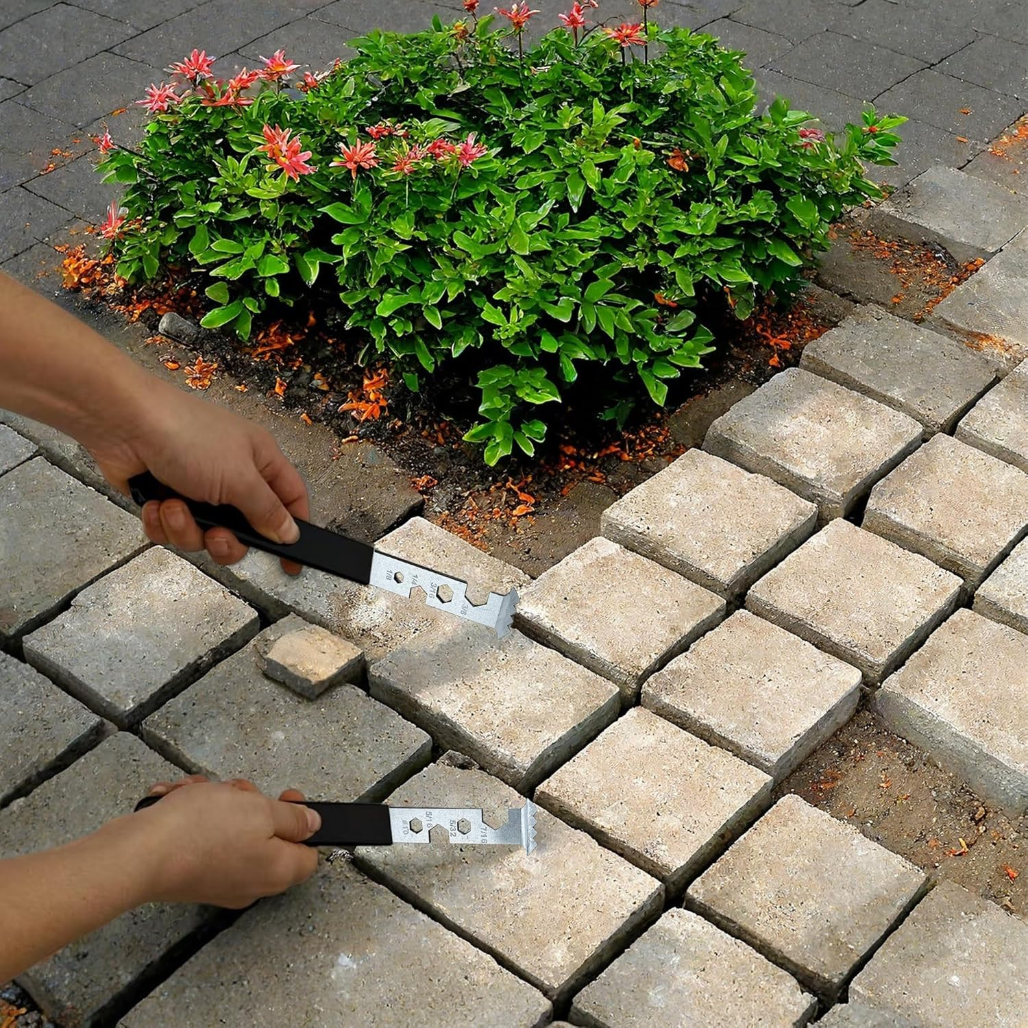 2Pcs Paving Brick Removal Tools, Sidewalk Brick & Stone Remover with Double Hooks, Ideal for Driveway, Patio, Yard, Deck, Lawn Tile Replacement