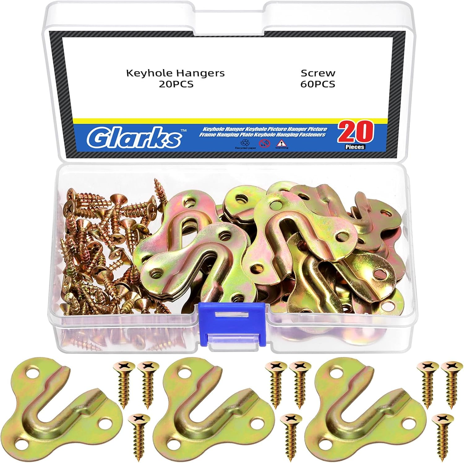 Glarks 80Pcs Butterfly Keyhole Hangers, Black Keyhole Shelf Hanger with Screw, Keyhole Shelf Brackets Hangers, Single Keyhole Hanging Plate for Wall Mounting Coat Rack, Wooden Board, Mug