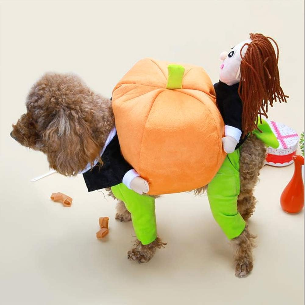 Cotton 3D Pumpkin Pet Costume Halloween & Party Cosplay Outfit for Dogs and Cats Comfy & Cute Dog Clothes with Easy to Wear Hook & Loop Design Ideal for Holiday Dress Up