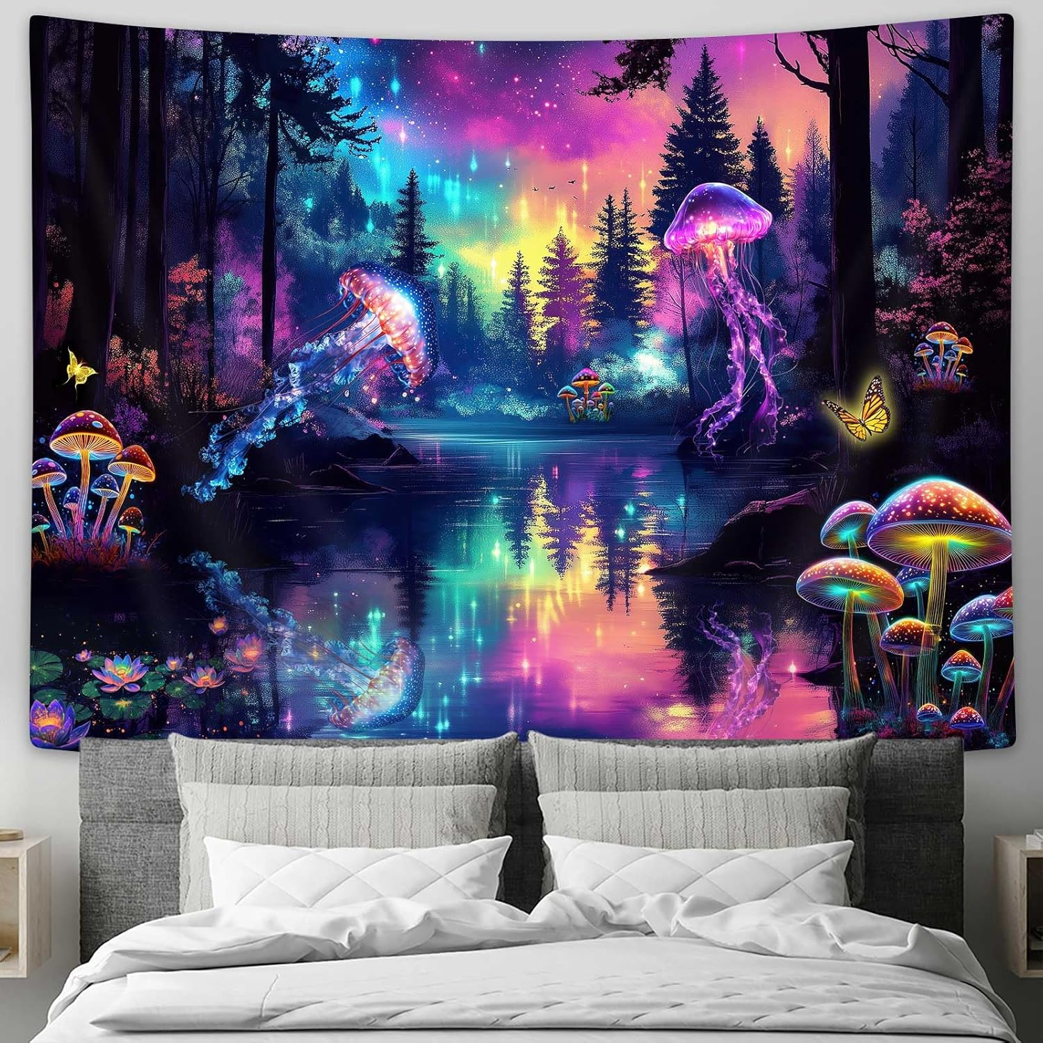 MERCHR Japanese Wave Wall Tapestry, Cool Ocean Wave Decoration, Asian Anime Mount Red Sun Cherry Blossom - 60X40 Inches