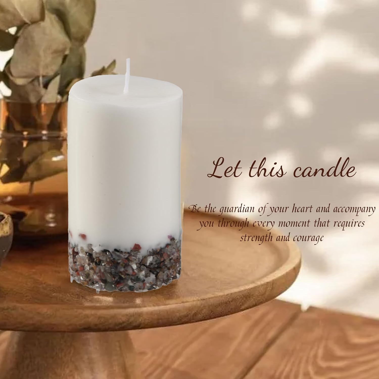 Crystal Candle,Jade Stone Infused Crystal Candle Gift,100% Natural Soy Wax with Plant Fragrance,48H Burn Time, Handmade Scented Candles,10Cm X 6 Cm (Lavender) image number 1