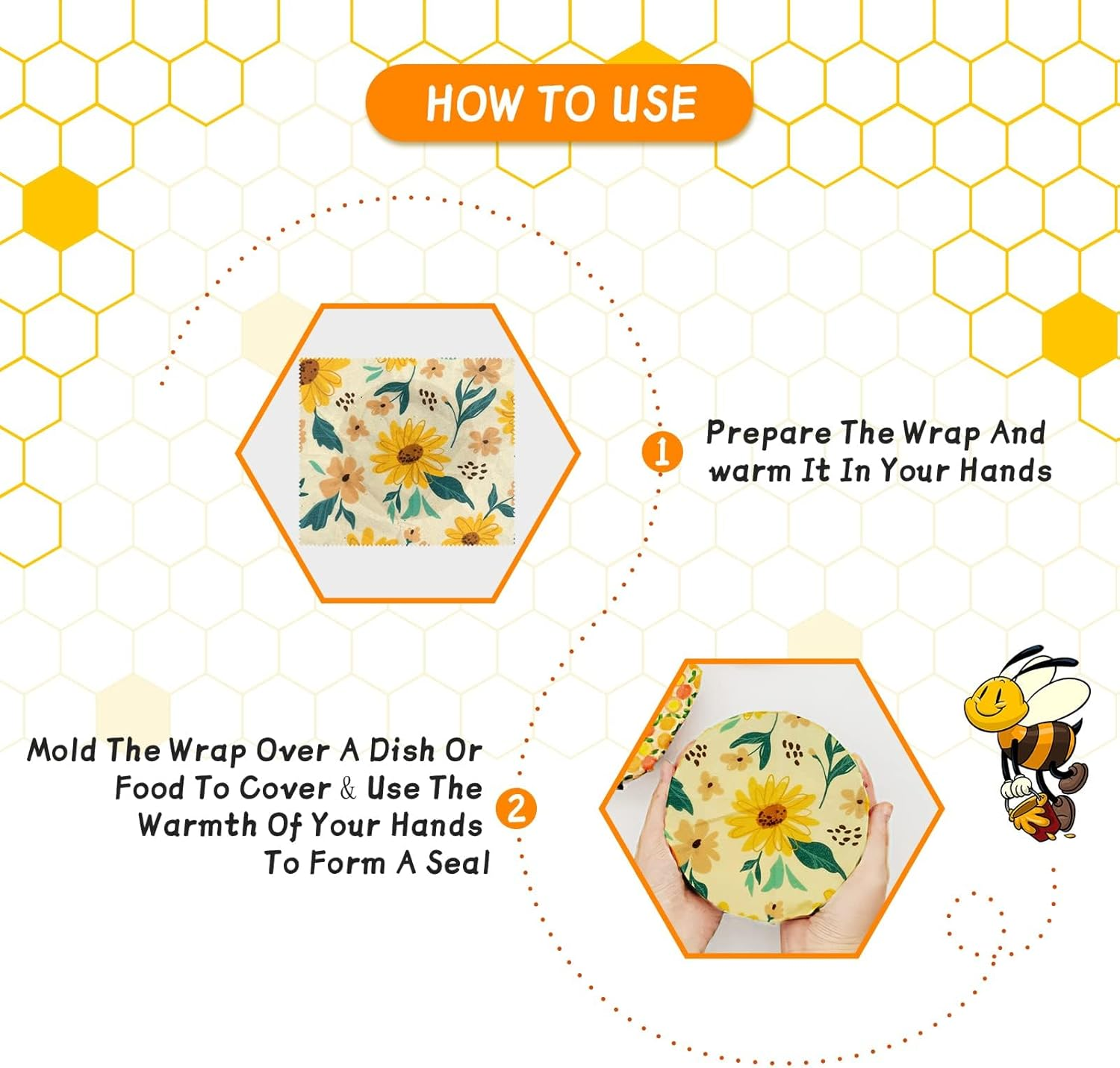 9 Pack Beeswax Wraps for Food, Eco-Friendly Beeswax Food Wraps, Bread Sandwich Wrapper - Organic, Sustainable, Zero Waste, Reusable Plastic-Free Food Storage Wrap, 1XL, 3M, 5S image number 3