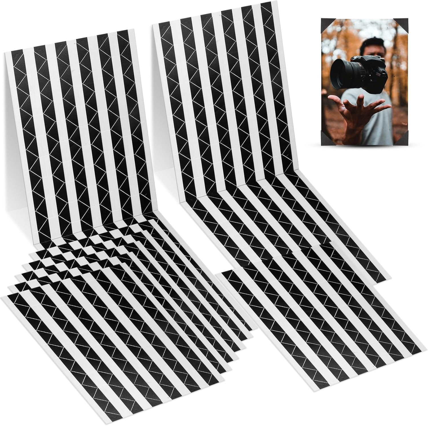 Photo Corners Sticker, 20 Sheets Self-Adhesive Photo Corners, 2040 Pcs Scrapbooking Supplies for Memory Books Picture Album (Black) image number 6