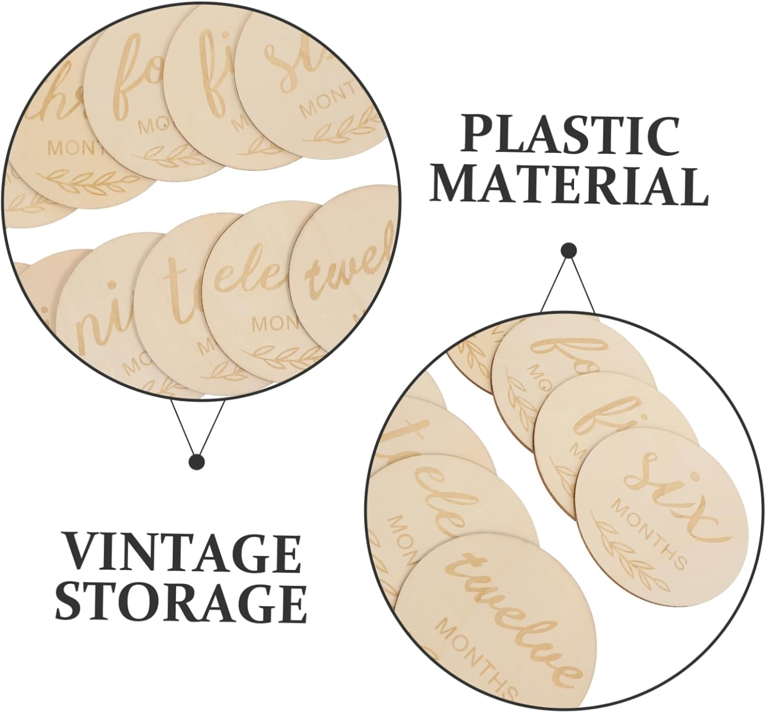 Gadpiparty 12Pcs Wooden Milestone Cards Set Single Sided Laser Engraved Monthly Signs for Newborn Photo Props Commemorative Growth Discs for Decorative Announcement and Keepsake image number 5