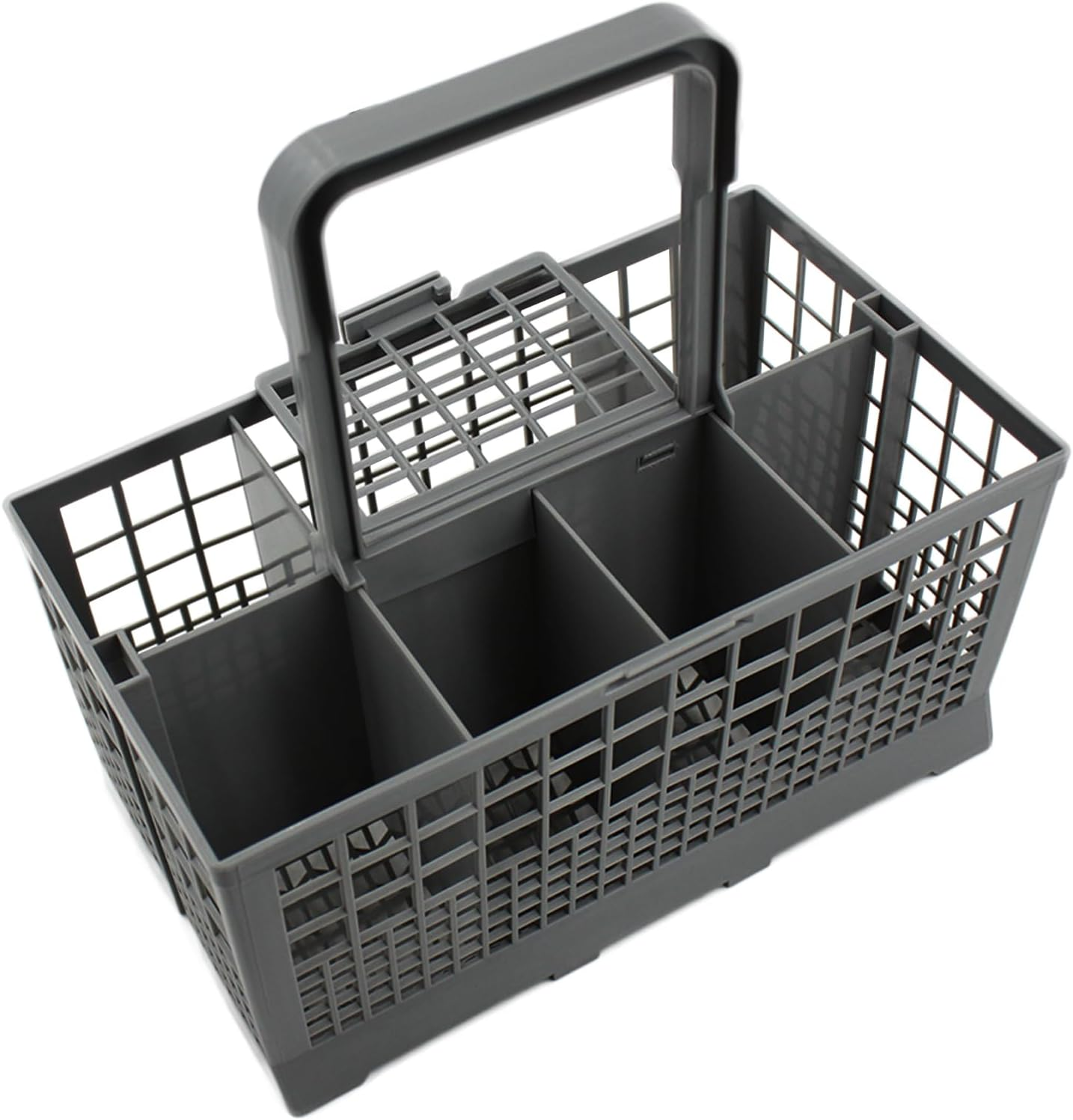 Veldtek Dishwasher Cutlery Basket with 8 Compartments and Handle, Dishwasher Silverware Utensil Basket Cutlery Rack Replacement, Grey (8-Slot)