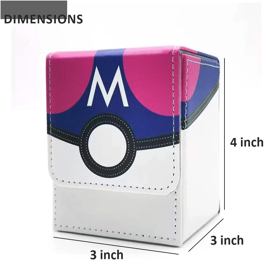 Card Deck Box for Trading Cards, Card Storage Box Fits 100+ Cards, PU Leather Strong Magnet Card Deck Case Holder for MTG CCG, Purple&White image number 2