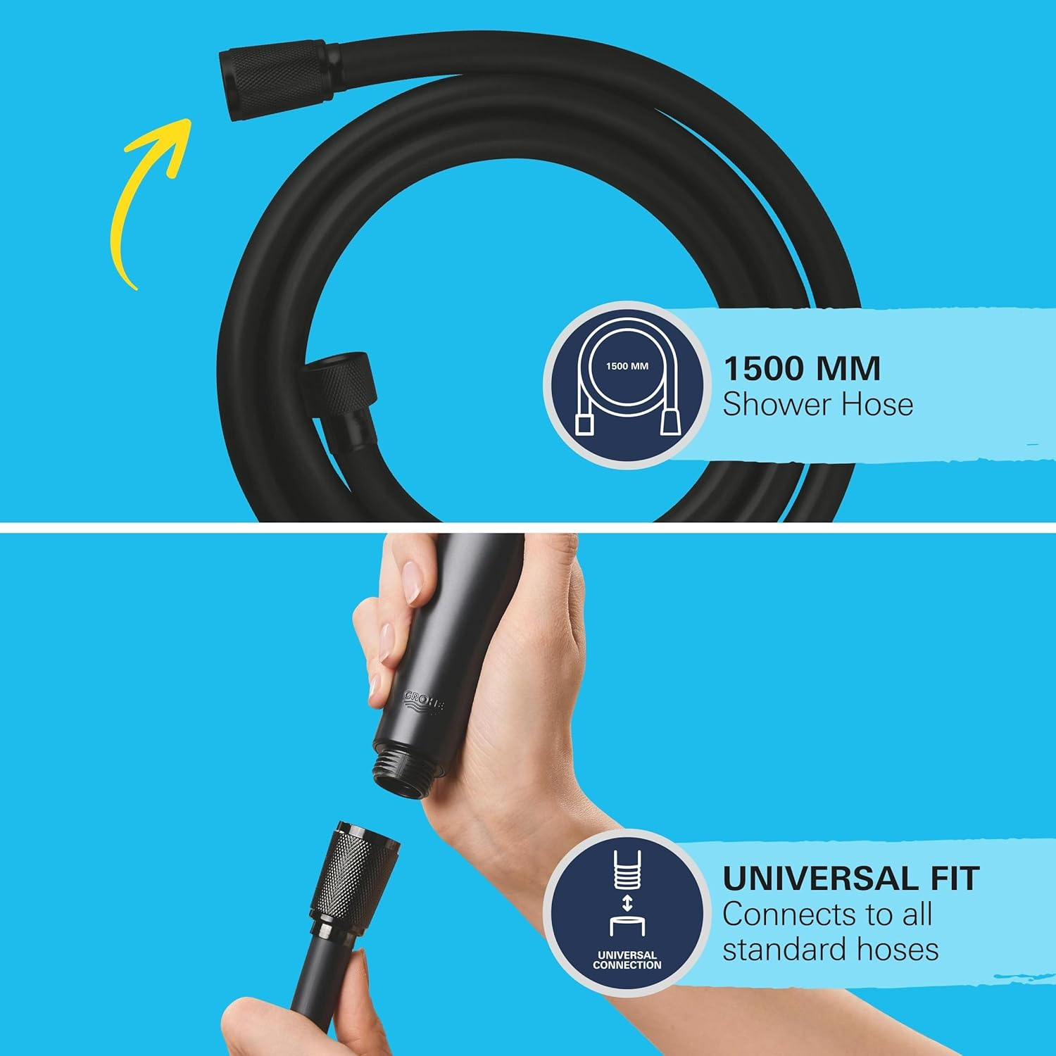 GROHE Vitalioflex Trend 287412432 Shower Hose 1.75 M Flexible Kink-Resistant Shower Hose Pressure Resistant Universal Connection No Sealing Rings Required Black