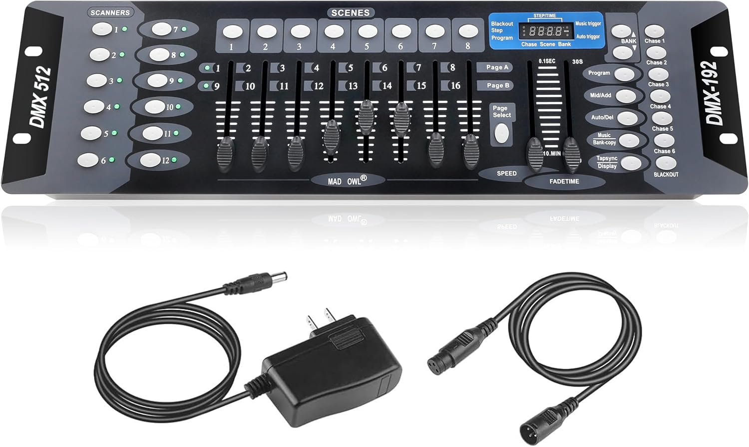 DMX512 Light Controller, 192 Channel DMX Board with 2M/6.6 Ft DMX Cable, DJ Stage Lighting Console image number 2