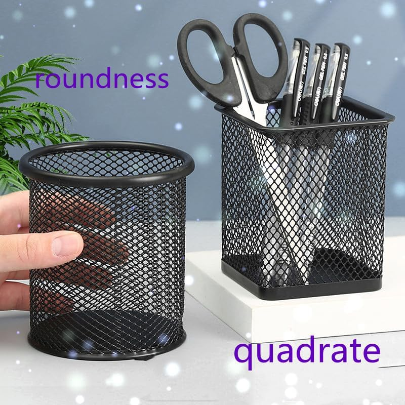 Loopunk 4 Pack Metal Mesh Pen Holder, Pen Holder, 3 Pcs Sticky Notes, Durable Pen Organizer Desk Organisers Set for Office Desk Storage image number 4