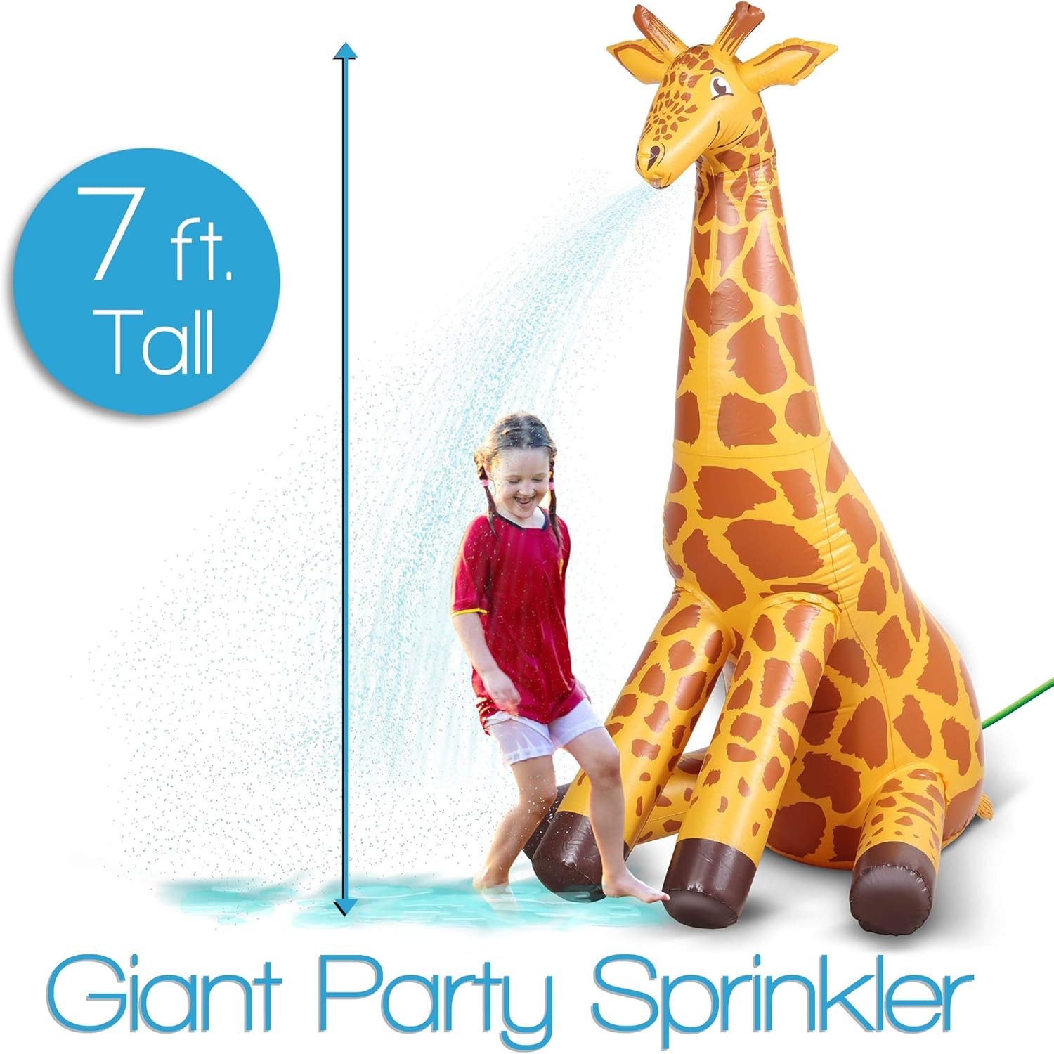 Gofloats Giant Inflatable Giraffe Party Sprinkler - 7 Feet Tall Yard Sprinkler for Kids Summer Fun image number 4
