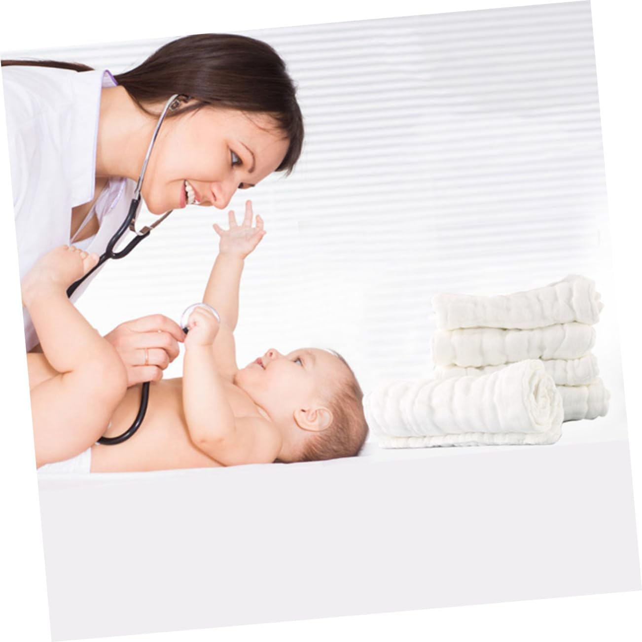 5Pcs Cotton Nappies Washable Design Pure Cotton Gauze Diapers for Leak Comfortable image number 1