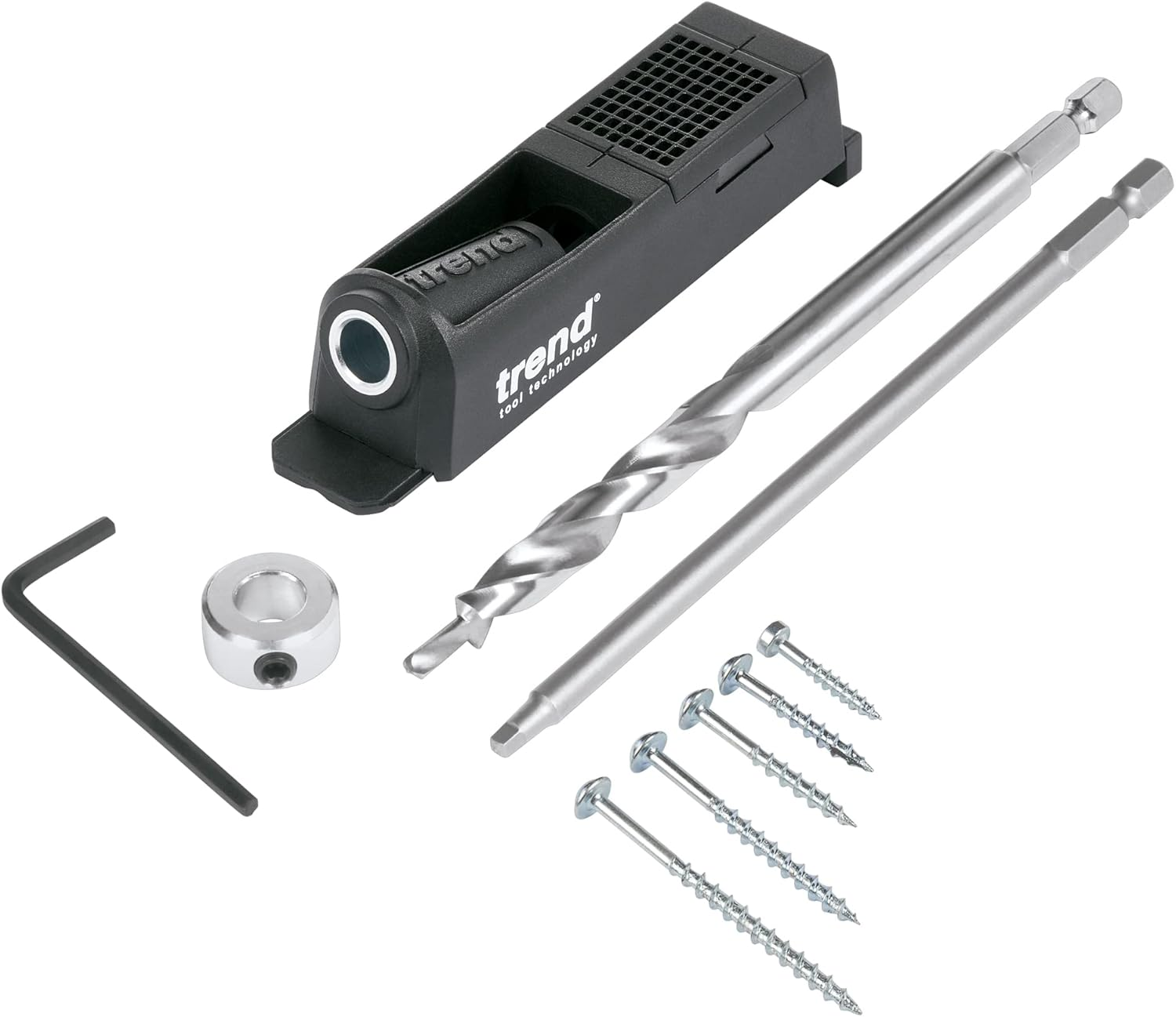 Trend Single Pocket Hole Jig with HSS Drill Bit & Depth Setting Collar, Square Drive Bit & Pocket Hole Screws Selection, PH/JIG/BS image number 6