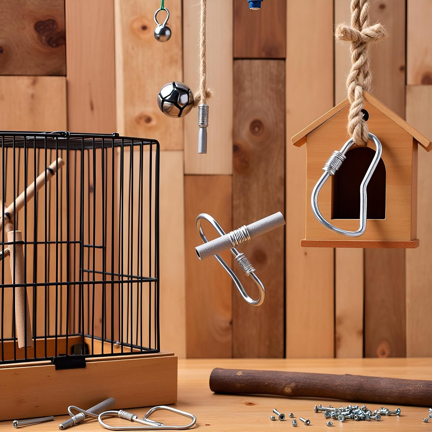 10 Pcs Silvery Parrot Toy Hook Stainless Steel Parts Heavy Duty Metal Hooks Suitable for Most Bird or Small Animal Hanging Toys Parrot Bird Hooks Metal Stainless Steel Parts DIY Bulk Birds image number 6