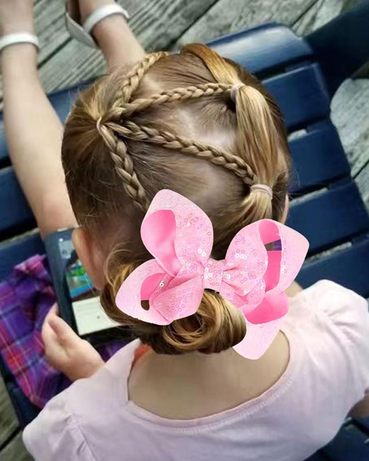 IPNSDON 2 X Pink Bow Hair Clips, Bow Hair Clips, Bow Hair Clips, Bow Hair Clips, Elegant Girls Hair Accessories for Girls (Pink, Red) image number 5