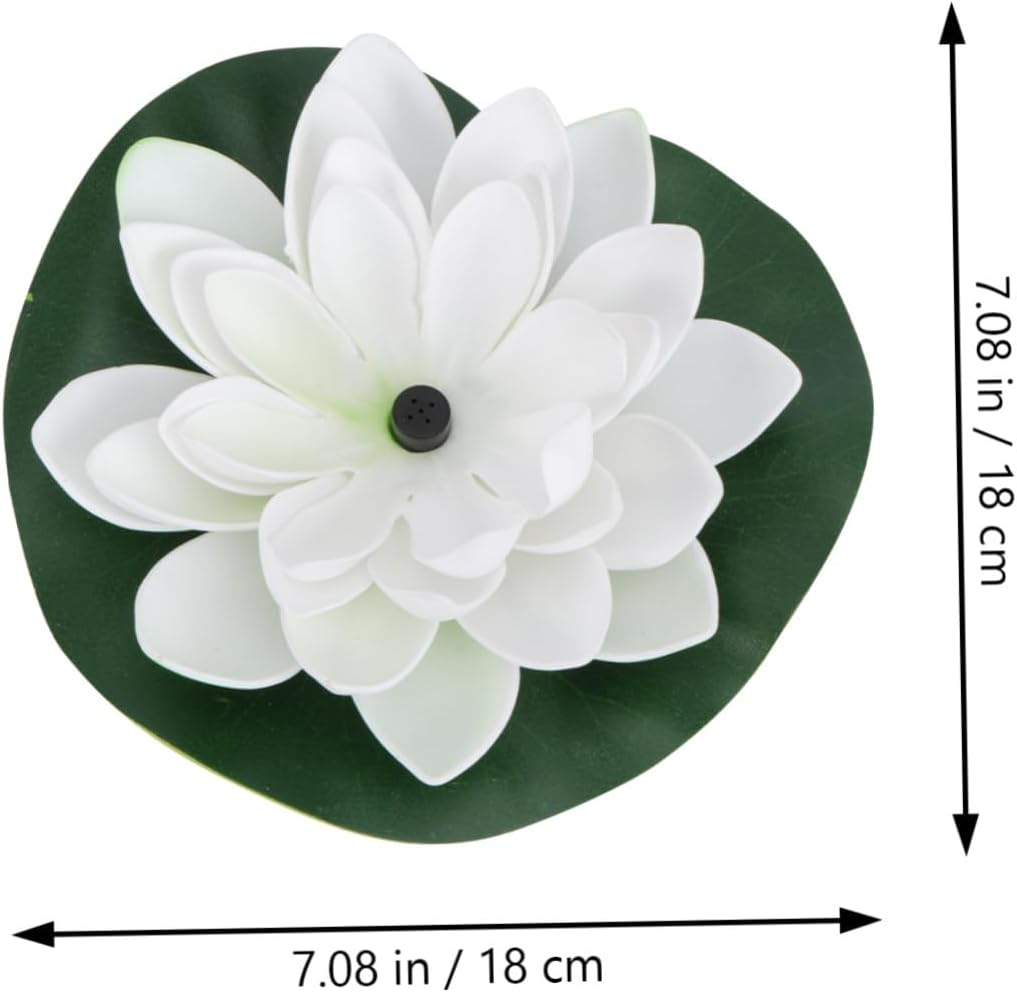 Yardwe Solar Powered Floating Garden Fountain Lotus Flower Pool Decor Outdoor Landscape Water Feature with Nozzle Heads White Design for Fish Bath image number 5