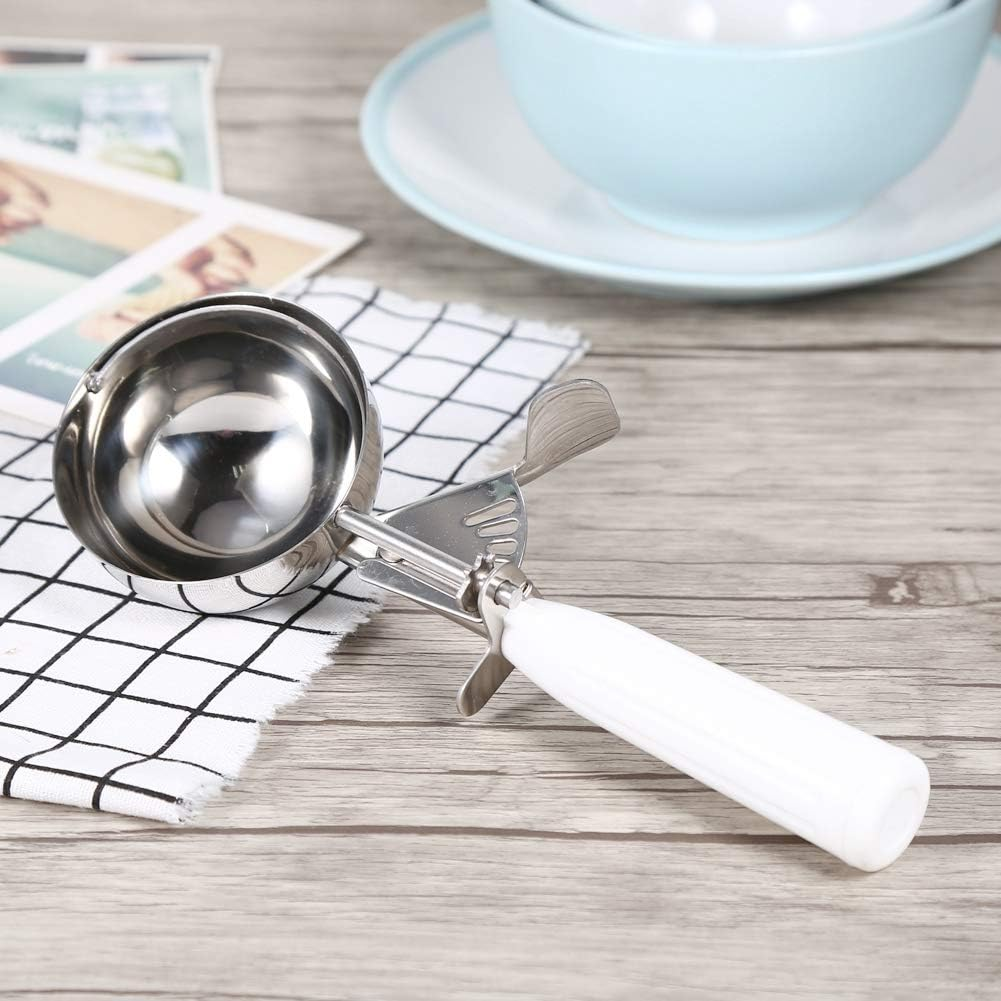 Ice Cream Scoop, Practical Stainless Steel Fruit Ice Cream Scoop Spoon with Plastic Handle Release Lever Kitchen Tool(01) image number 2