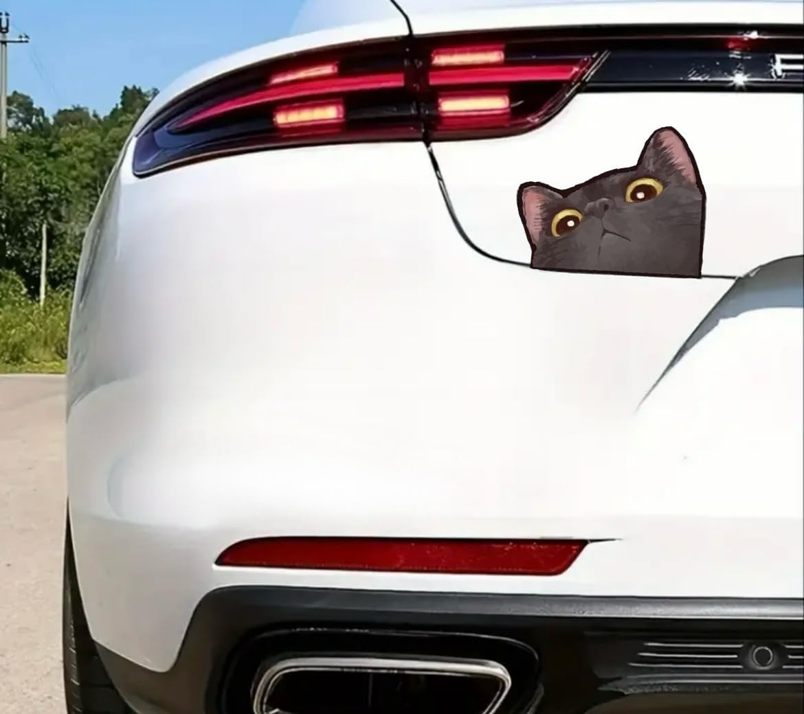 MAKTEM Cute Anime Cat Car Sticker, Peeking Animal Decals for Bumper Rear Window Mirror, Kawaii Cat Vinyl Decal for Vehicle, Vehicle Graphic Automotive Decals Cute Anime (Black Cat)