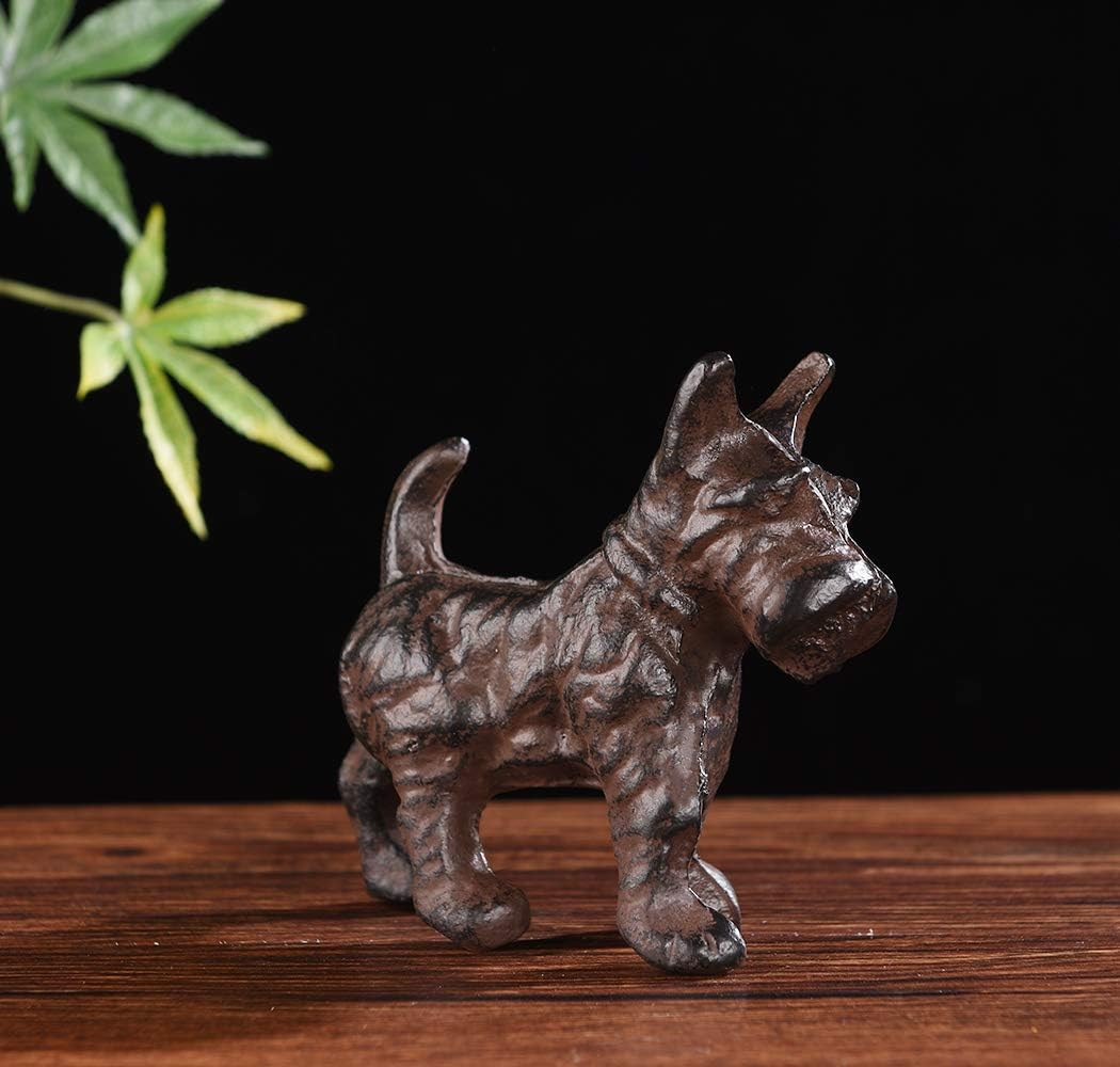 BRASSTAR Cast Iron Schnauzer Dog Pet Statue Paperweight Sweet Cute Pup Figurine Gift Garden Lawn Home Office Desk Decor Collectible Gift PTWQ013 image number 5
