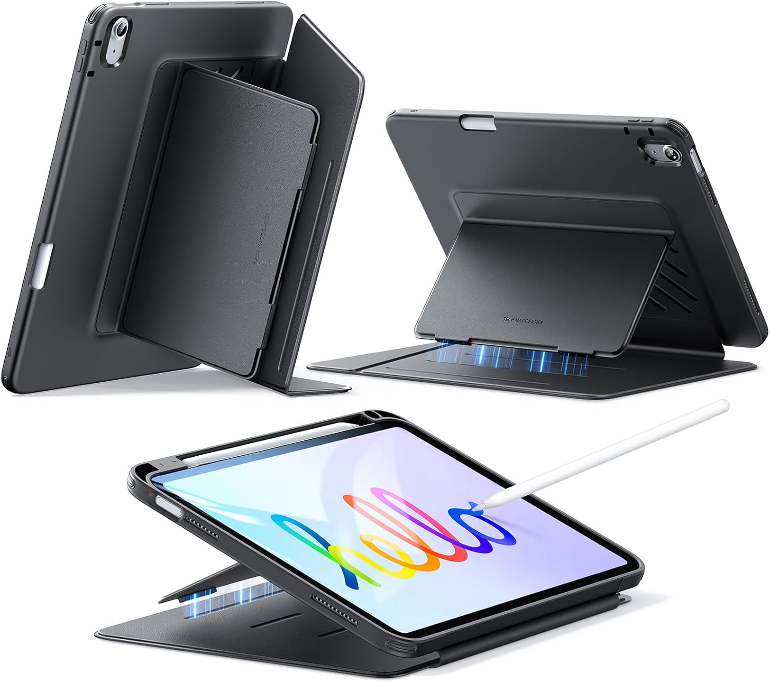 ESR for Ipad (A16) 11Th Generation Case, Ipad (A16) 11Th/10Th Gen Case (2025/2022), Vertical Stand Cover, Multi Stand Angles, Ultra-Stable Cover with Pencil Holder, Flip Series, Black