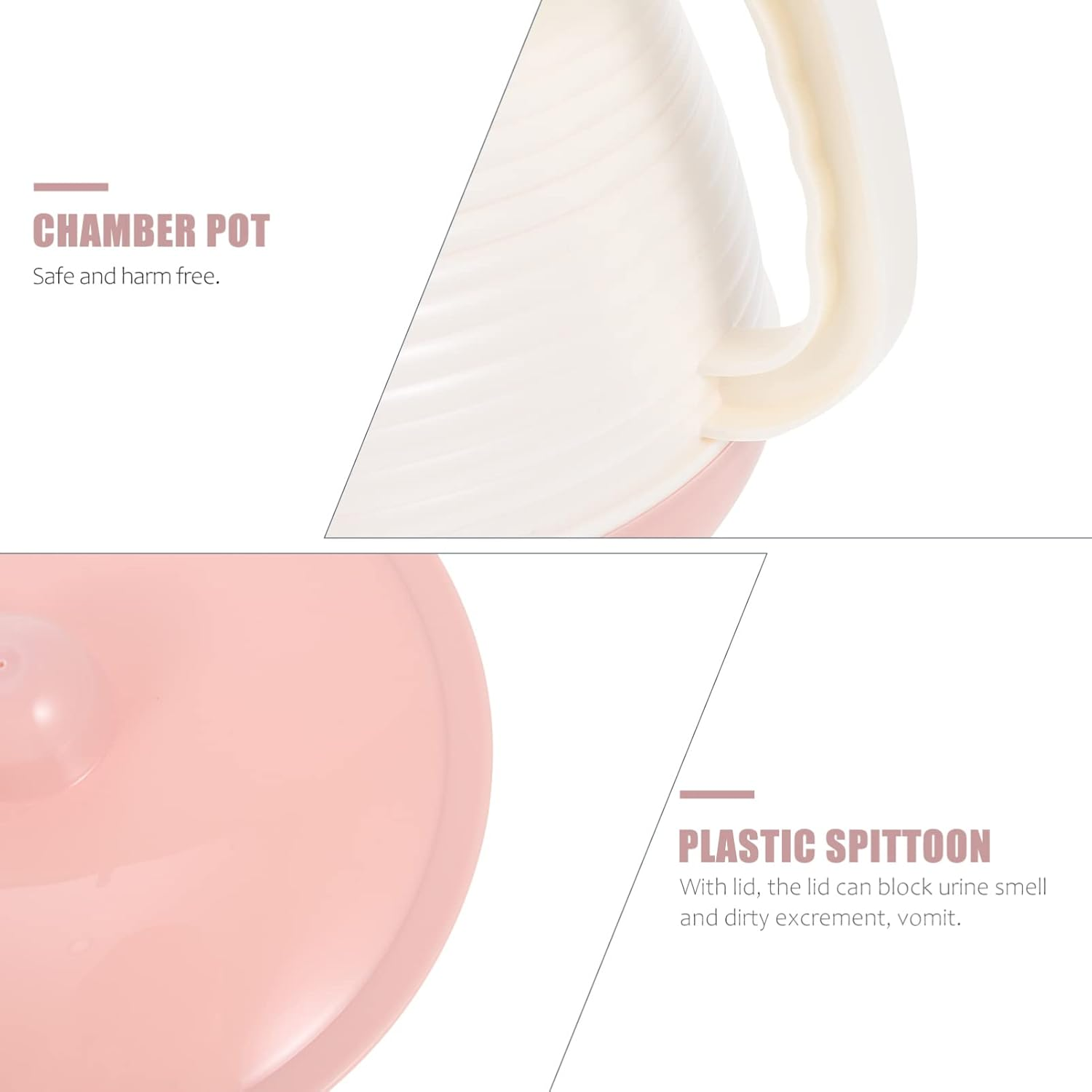 Alipis Chamber Pot Portable Toilets Bedpan Urinal Pots with Lid Handled Potty Urinal for Women Men Elderly Kid Pink image number 3